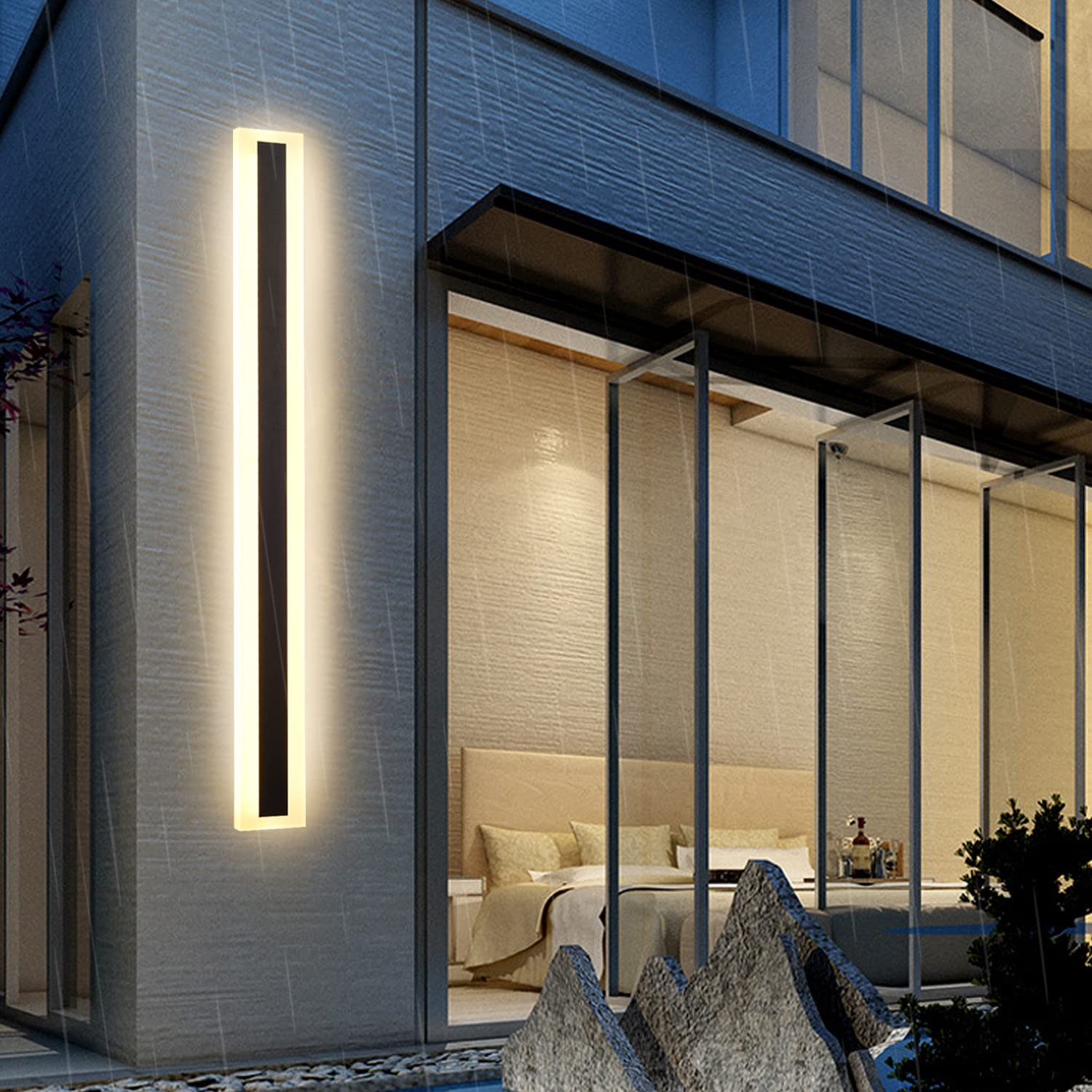 KUZRZNH ブラケットライト 玄関灯 防雨型 ウォールランプ 120×9×4cm 外灯 ポーチライト 黒の暖かい光 壁掛け ledライトアウトドア 照明 屋外 用 ライト