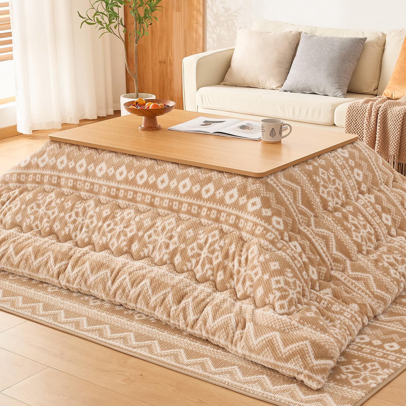 VK Ingeroom こたつ布団 正方形 リバーシブル 【ワッフル調生地×四層構造】 こたつ掛け布団 洗える CIC..