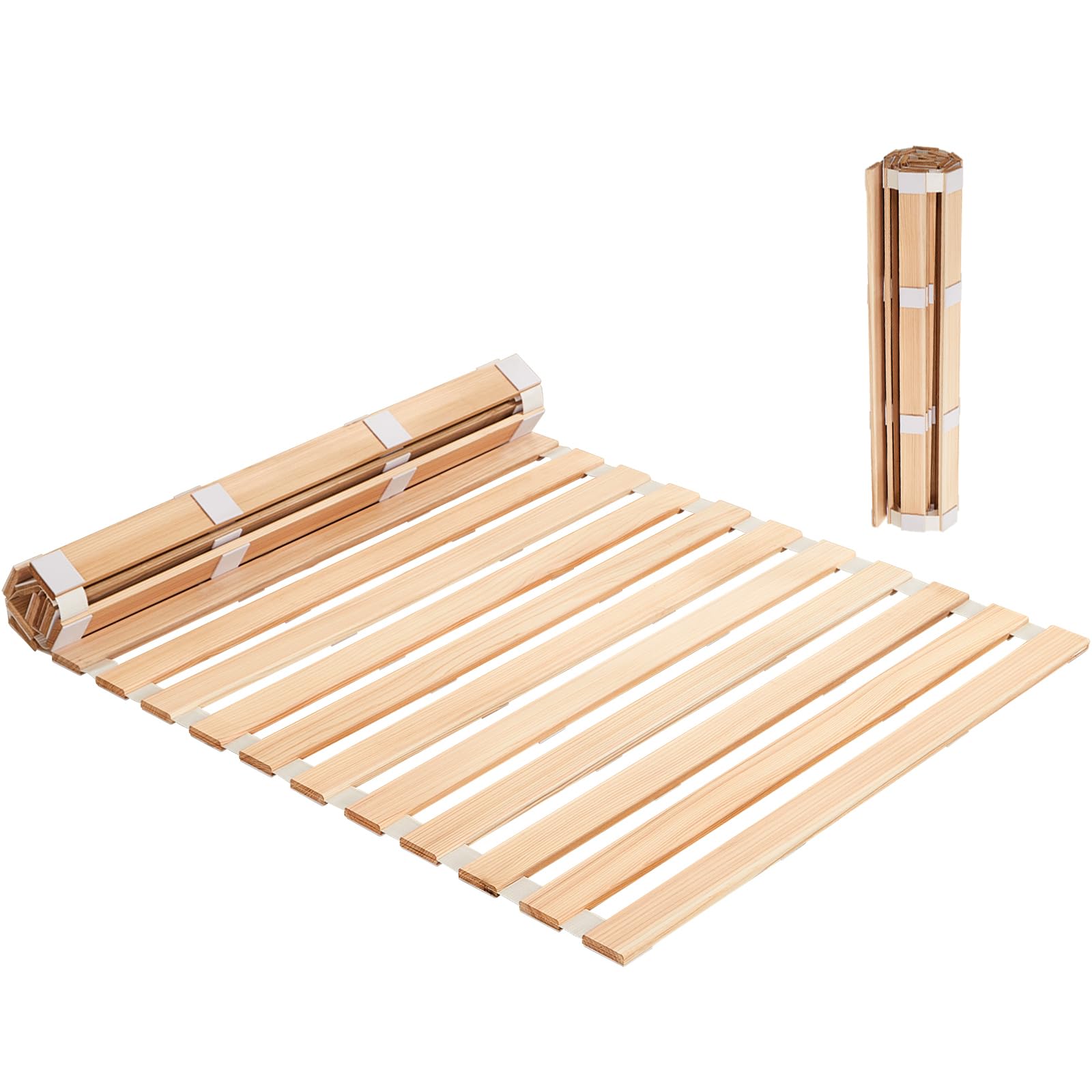 良木久印 ベッド シングル 折りたたみすのこベッド ロール式 ベッドフレーム 天然スギ 布団すのこ 通気性 除湿 折り畳みスラットベッド