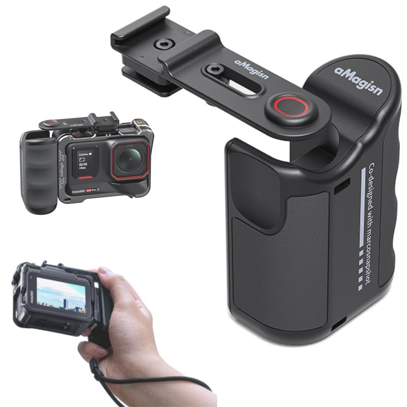 Insta360 Ace Pro2/Ace Pro/DJI Action 5 Pro/4 3 GoPro Hero 13 12 11 10 9 対応 アダプター カメラグリップホルダー カメラ延長ブラケット シャッターボタン付