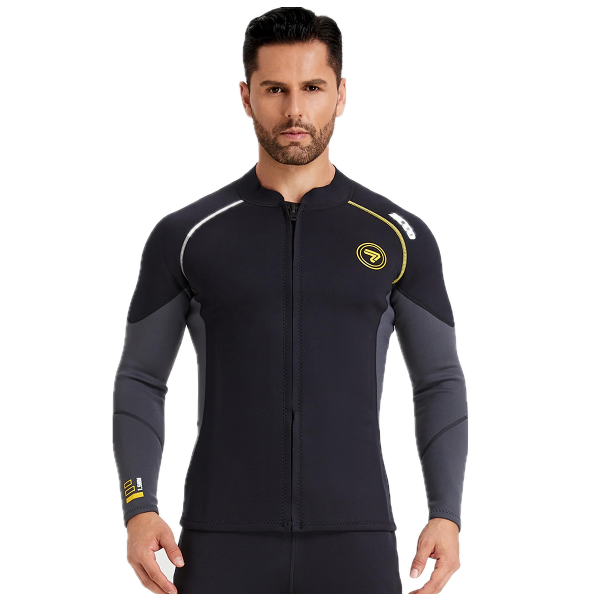 ウェットスーツ メンズ＆レディース 3mm 長袖 ジャケット フロントジッパー 水陸両用サーフィン フィッシング シュノーケリング 水着 (3NFT-2-3XL)