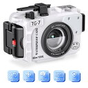 Sea frogs 水中カメラハウジング 60m/195フィート オリンパス TG-7用 ・ 52mm&67mmスレッド付き防水ケース、デュアル光ファイバーポート、漏れ検知、ステンレススチールマウントプレート(TG-7-白)
