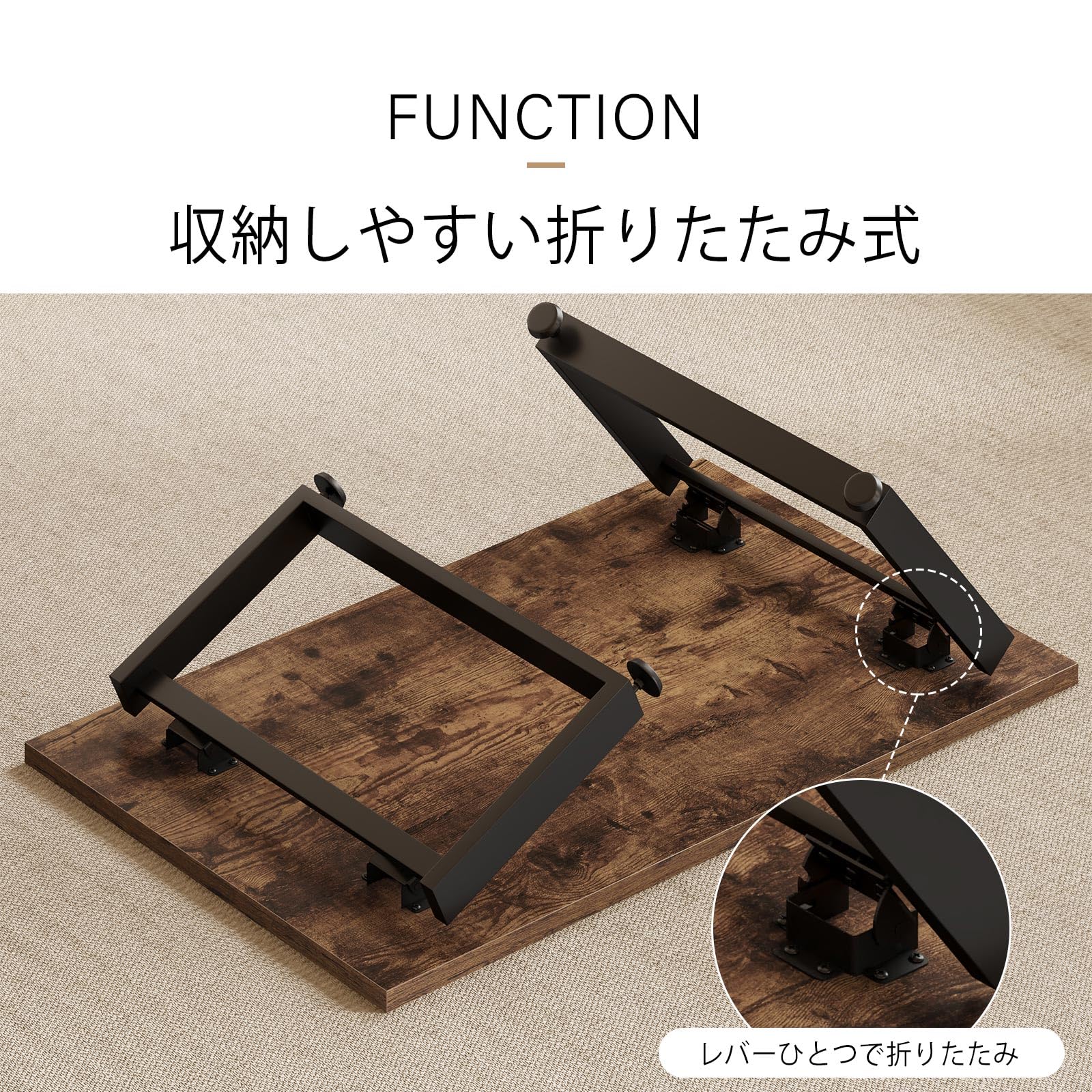 IBF ローテーブル 折りたたみ テーブル サイドテーブル 机 センターテーブル リビング コンパクト コーヒーテーブル デスク ちゃぶ台 組立不要 便利 シンプル つくえ 一人暮らし (ビンテージ, 80cm) [3]