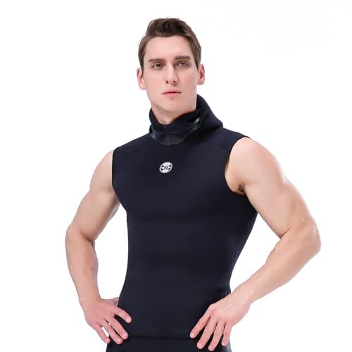 MORGEN SKY ウェットスーツ 3mm メンズ ウェットベスト フード ベスト インナー 保温 裏ジャージ フィッシン スピアフィッシング 素潜り 釣り 1403B (XL)