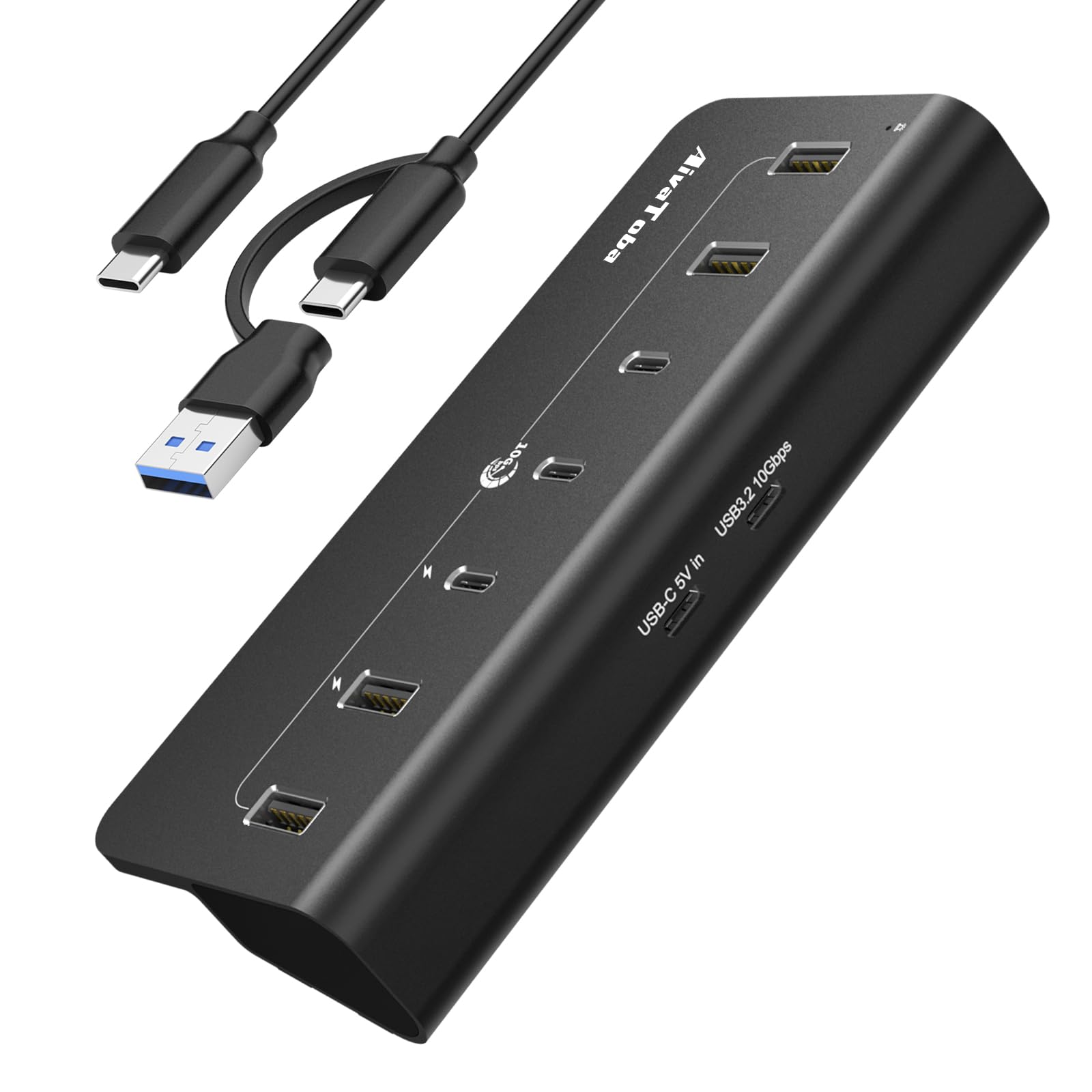 AivaToba USB ハブ 電源付き 7ポートusb 3.2 Gen2 10Gbps 7ポートアルミ製 セルフパワー 4つのUSB Aポ..