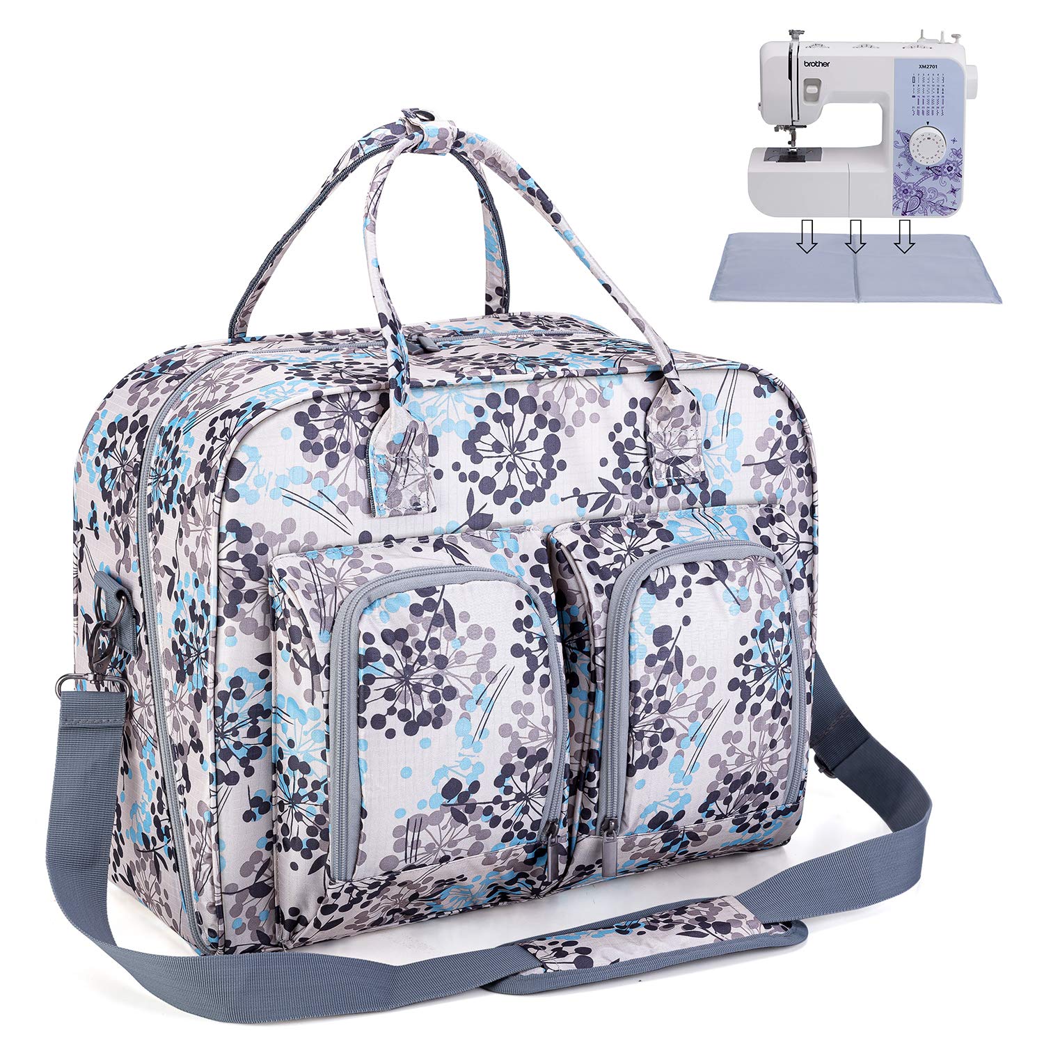 Teamoy ミシン用キャリングケース 底板付き ミシン収納ケース タンポポ