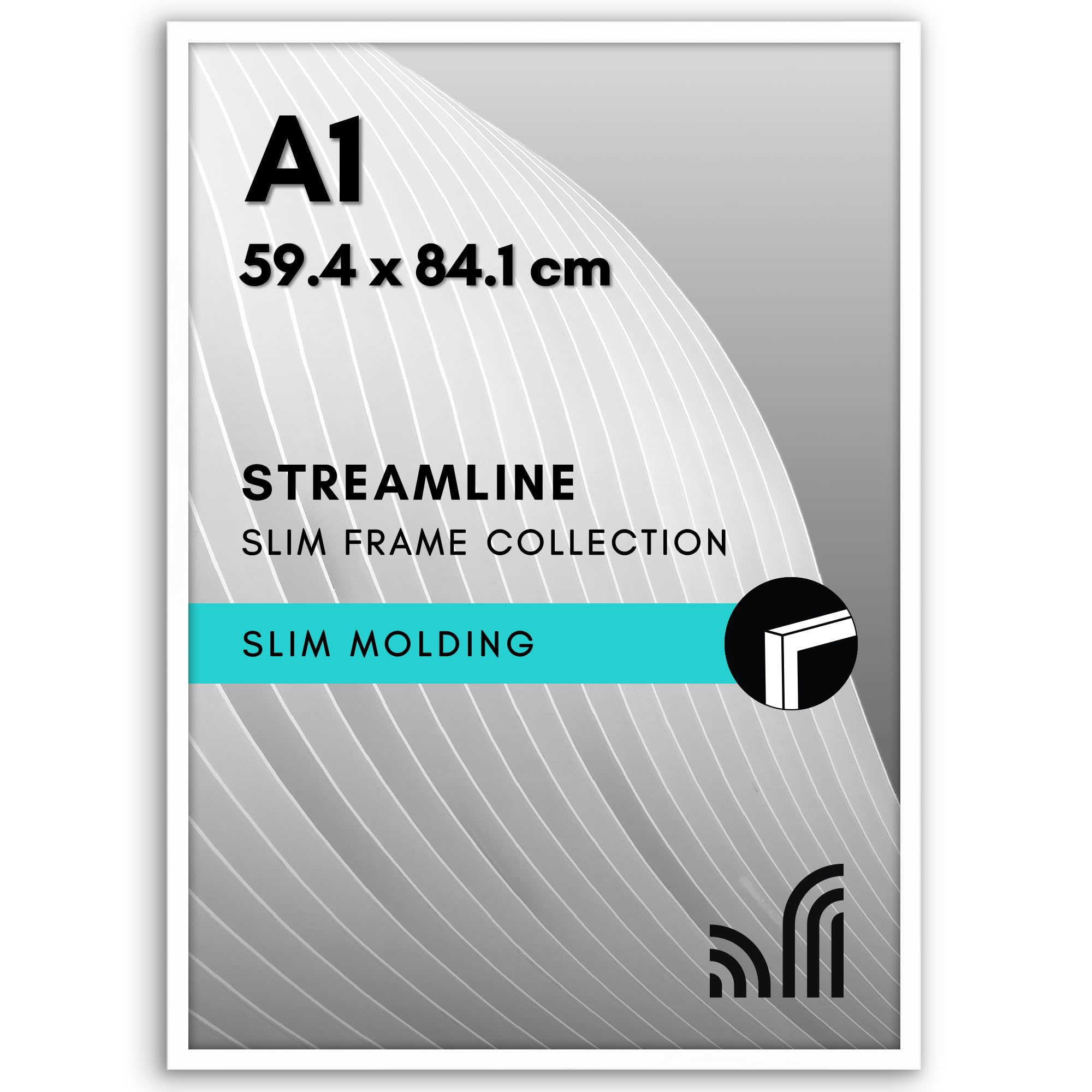 Americanflat A1 額縁 ポスターフレーム 軽量・安全・透明な1mm PS保護パネル付き 細枠デザイン（壁掛け） - ホワイト