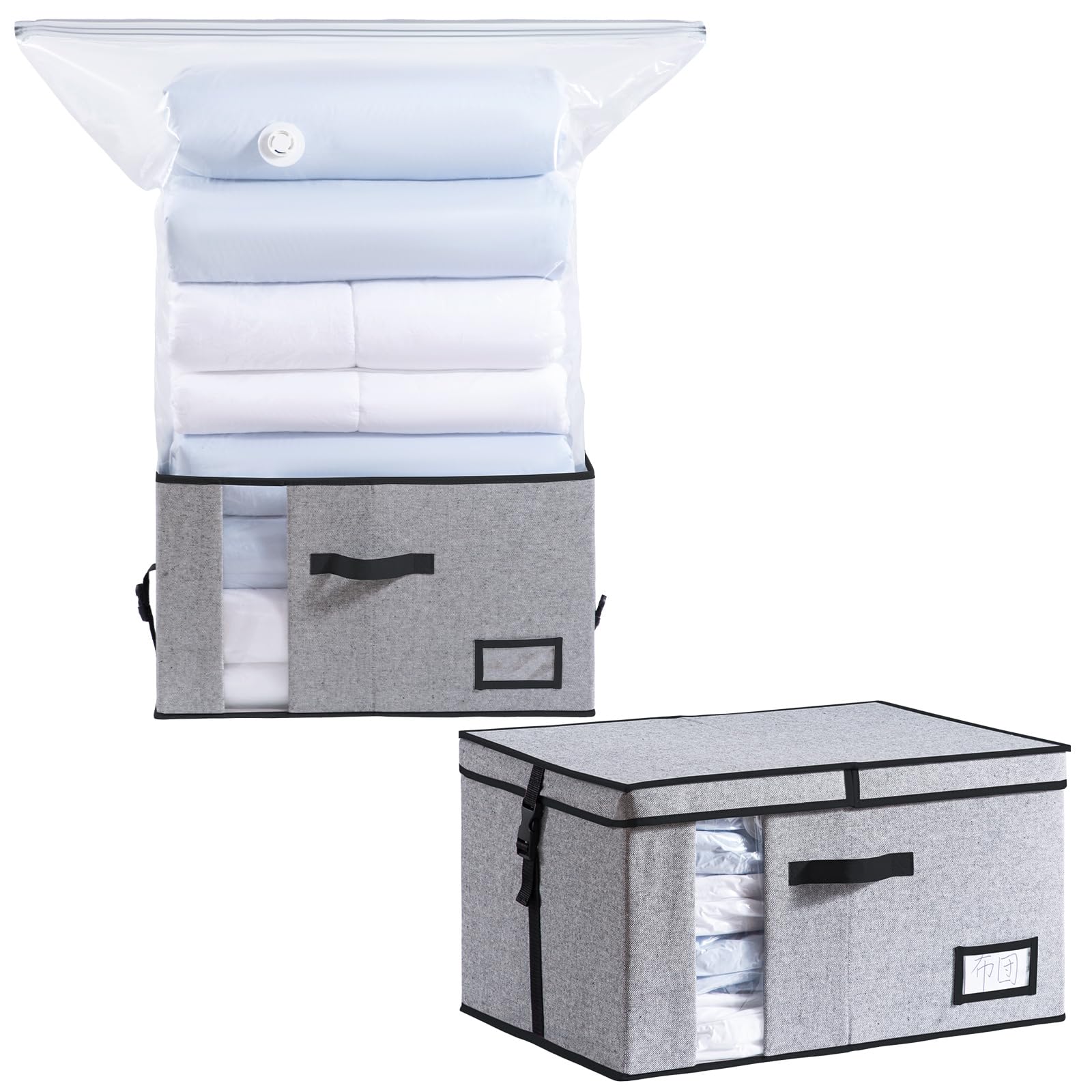 TAILI 布団圧縮袋 特大ケース ふた付き 羽毛布団収納袋 大型収納ボックス 衣類 ふとん フリップカバー ..