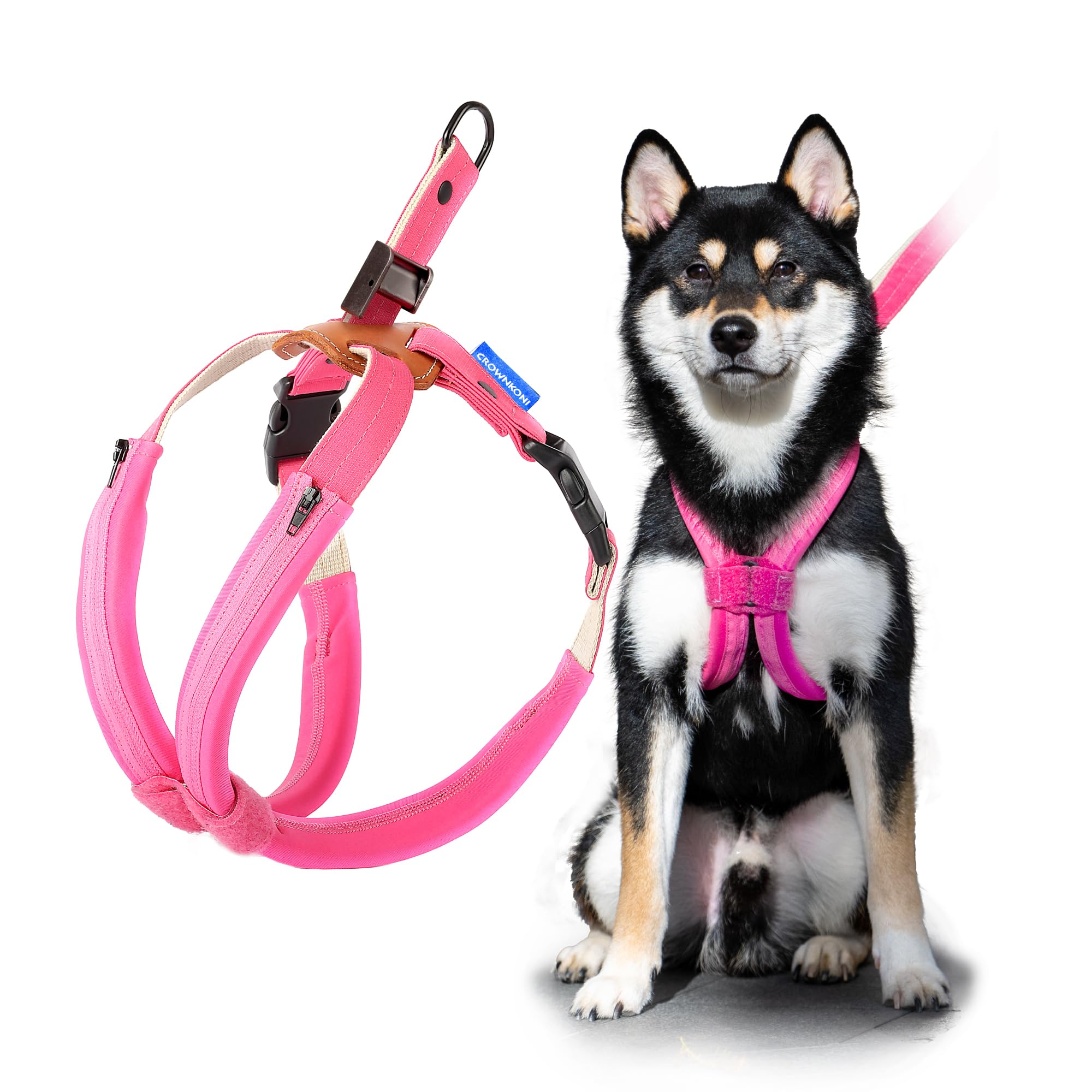 CROWN KONI犬用ハーネス 引っ張り防止 [首に窒息なし] 簡単着脱 咳き込み軽減 クイックプルサイズ調整 ..