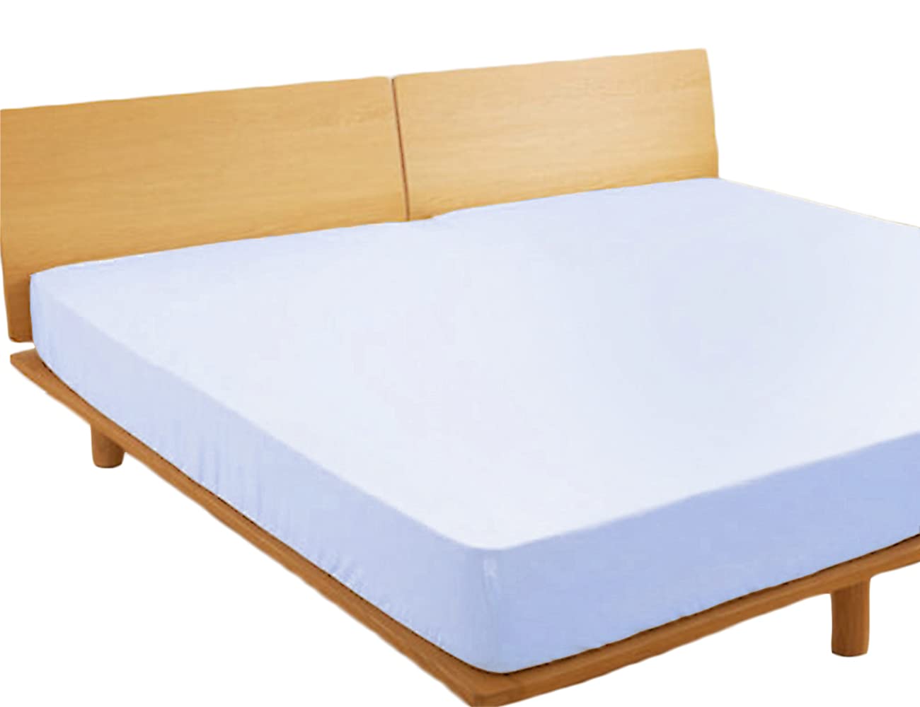 ボックスシーツ セミファミリー 220×200x30cm 綿100％ ベッドシーツ 平織り マットレスカバー ベット用 防ダニ 抗菌 BOXシーツ ブルー
