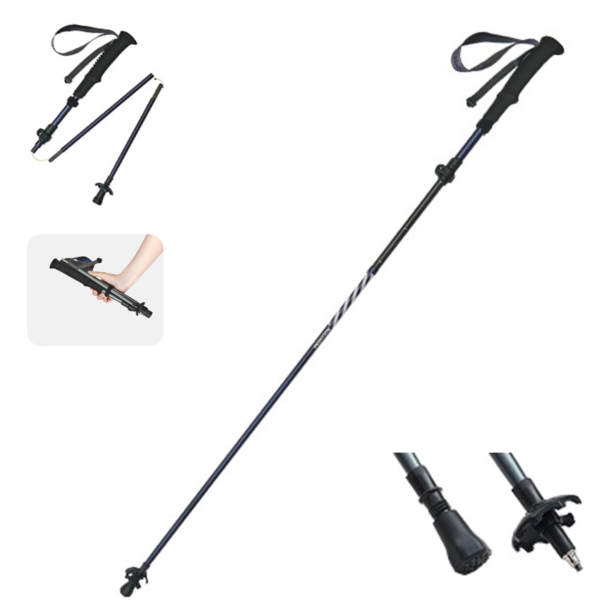 Naturehike changfengUL トレッキングポール 186gより軽量 カーボン・アルミ製 折り畳み 5段伸縮 35cm収納長さ 100kg耐荷重 あらゆる身長に対応 登山ストック 登山 徒歩 ハイキング グレー ォーキングスティック アウトド