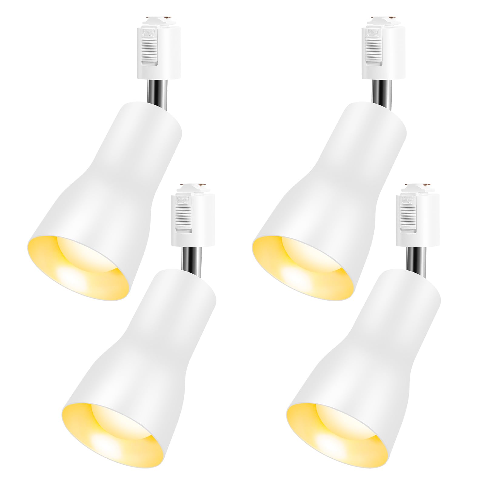 Pispoer ダクトレール用 レールライト ライティングバー用 ダクトレール照明 天井照明 間接照明 LED電球60W形付き E26 電球色 ホワイト 角度調節 (4個セット)