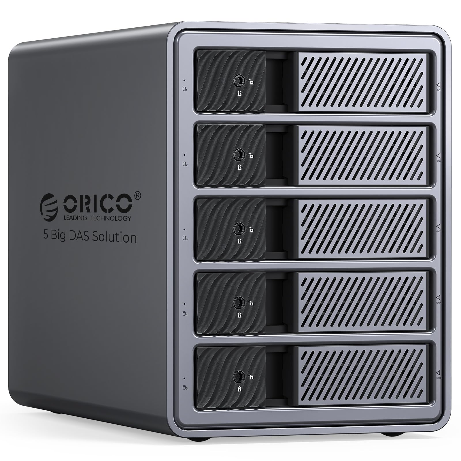 ORICO HDDケース 5台 22TB*5 USB 3.0接続 3.5インチHDD用 ハードディスクケース アアルミ合金制 hdd ケース 3.5インチ プッシュプル取り付け 安全ロック設計 HDD 外付けケース 冷却ファン付き 9858U3