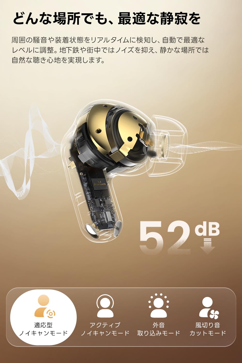 TOZO NC20 Pro イヤホン bluetooth ワイヤレスイヤホン アクティブノイズキャンセリング 52dB低減 軽量 快適 中低音域 暖色系音質 カスタムEQ「寒色系音質への変更可能」 ハイレゾLDAC対応 マルチポイント 装着検出 ワイヤレス konanonline-10360096 湖南オンライン サンプル画像3