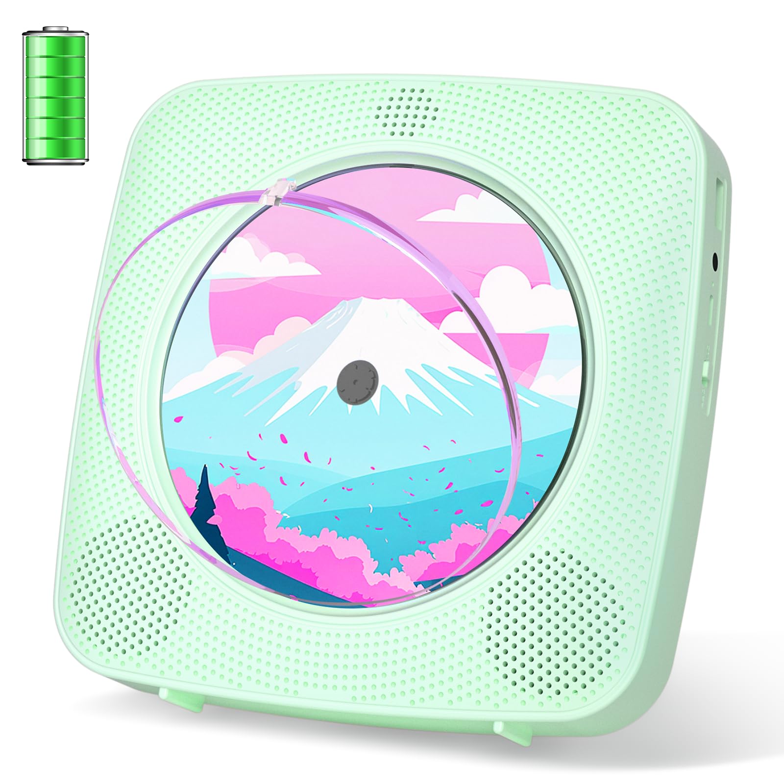 Gueray cdプレーヤー 卓上＆壁掛け式 Bluetooth受信/送信 1800mah充電池内蔵 HiFiスピーカー内蔵 CDプ..