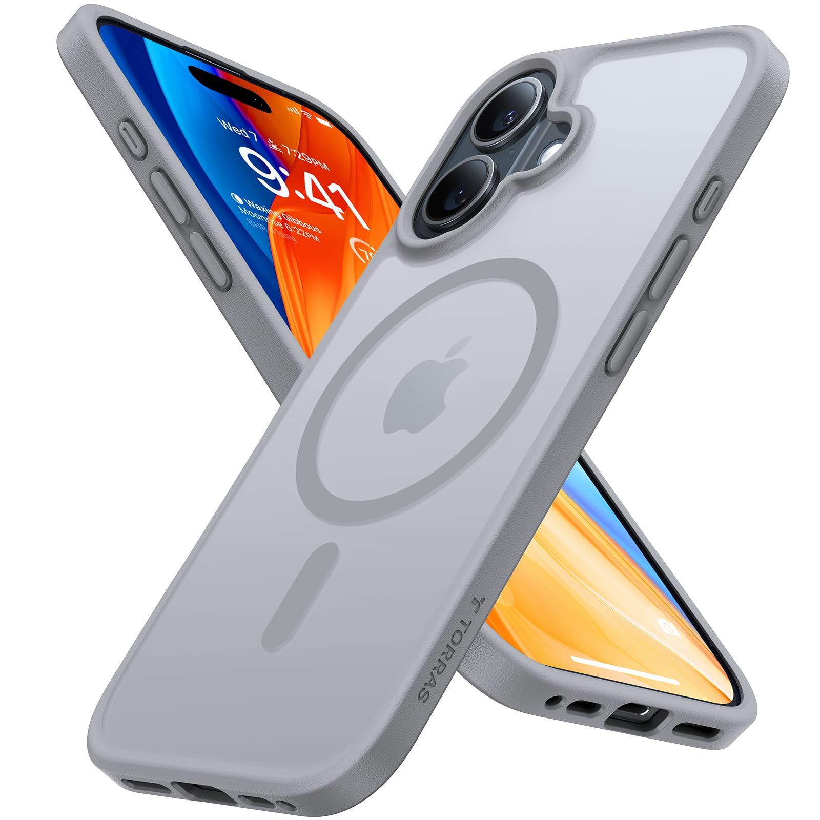 乐天商城 - 【米軍進化・Magsafe対応】TORRAS iPhone 16 用 ケース 耐衝撃 マグネット搭載 ワイヤレス対応 半透明 マット 黄ばみなし ストラップホール付き アイフォン 16 用 カバー 6.1インチ チタングレー