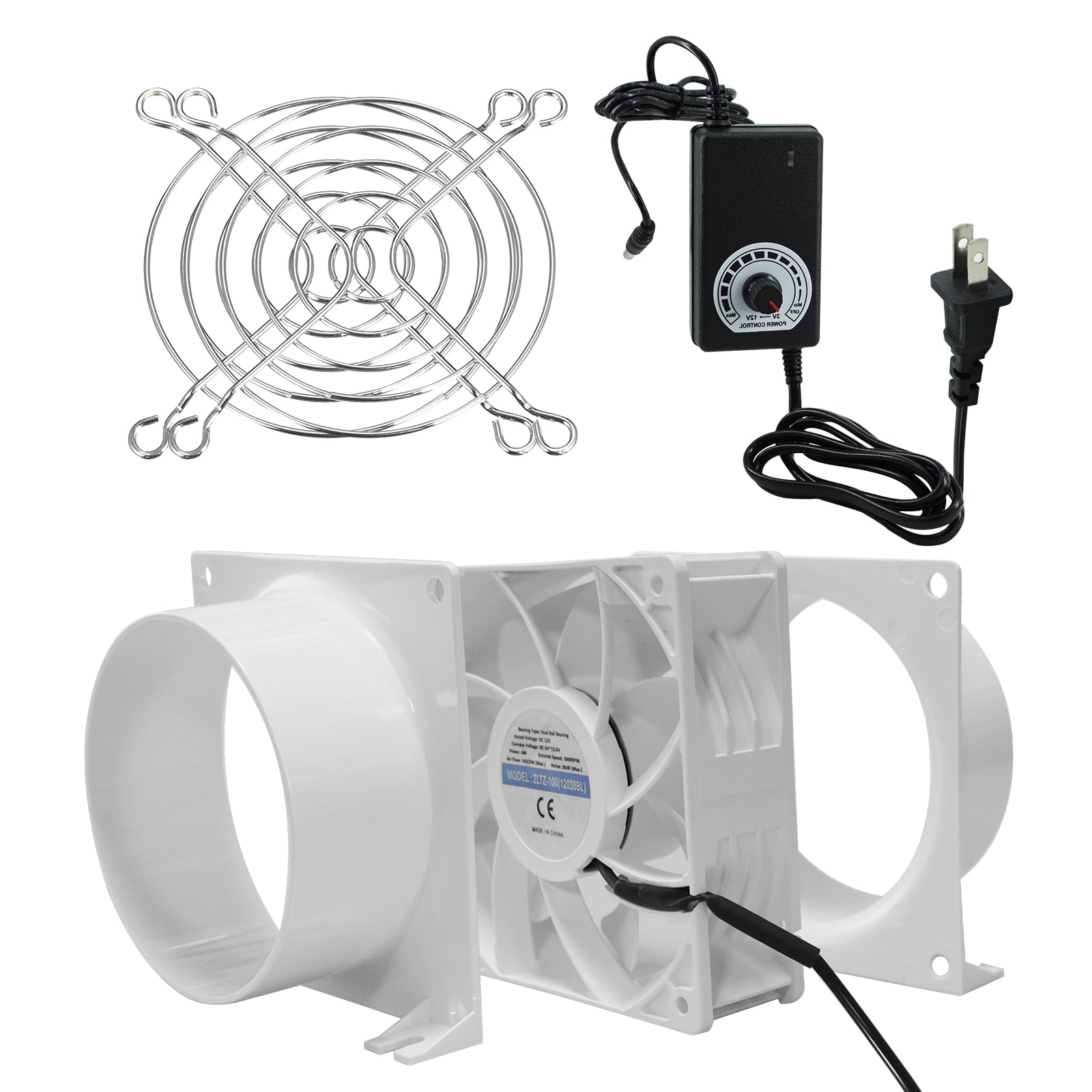 Sidvkut 120mm軸流ファン ダクト用換気扇 3000rpm 無段階調速スイッチ付き ケースファン 静音タイプ 38..