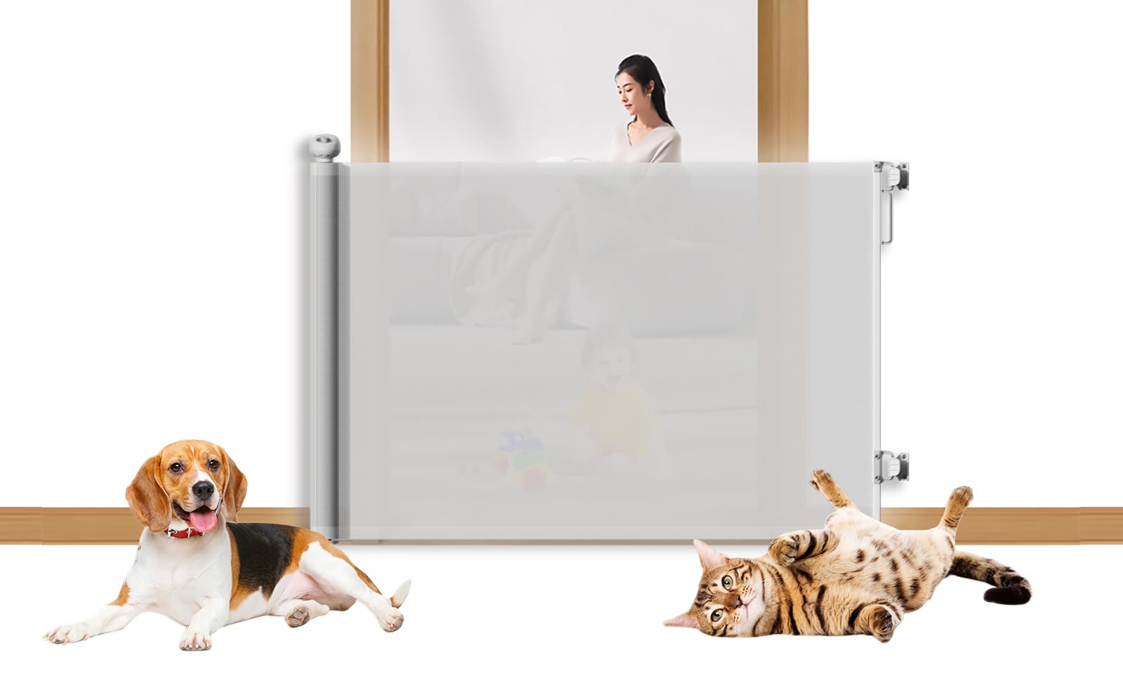 楽天湖南オンラインペットゲート 猫 ベビーゲート ロール式 幅140CM高さ86CM ネジ取り付け 猫 脱走防止 ネット 赤ちゃんの誤触防止ロック 階段上 巻き取り式ゲート 猫飛び出し防止 小動物侵入防止 犬 猫脱走防止 室内 玄関 台所 日本語説明書付 グレー [並行輸入