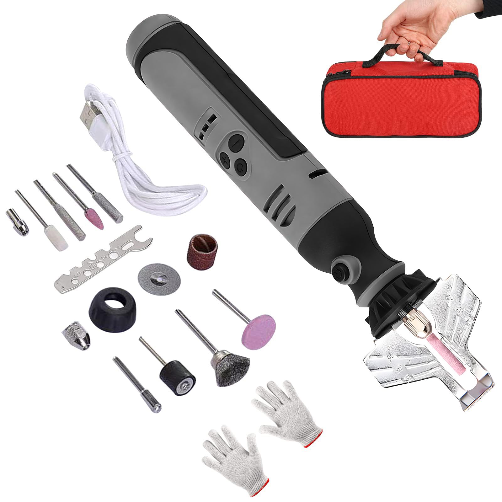 bumxca チェーンソー 目立て機 【コードレス 改良】 チェーンソー目立て 【5000-18000rpm 6段階速度調..