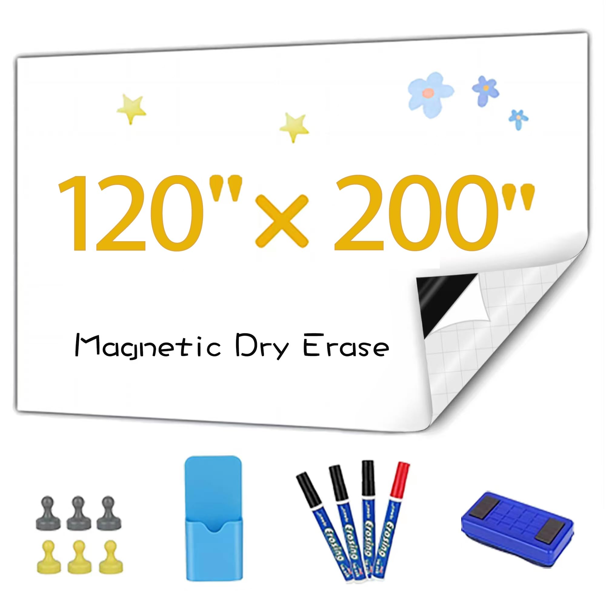 Babenoun ホワイトボード シート,120*200cm貼って剥がせる粘着式适用壁用、書き込みと掃除が簡単なホワ..