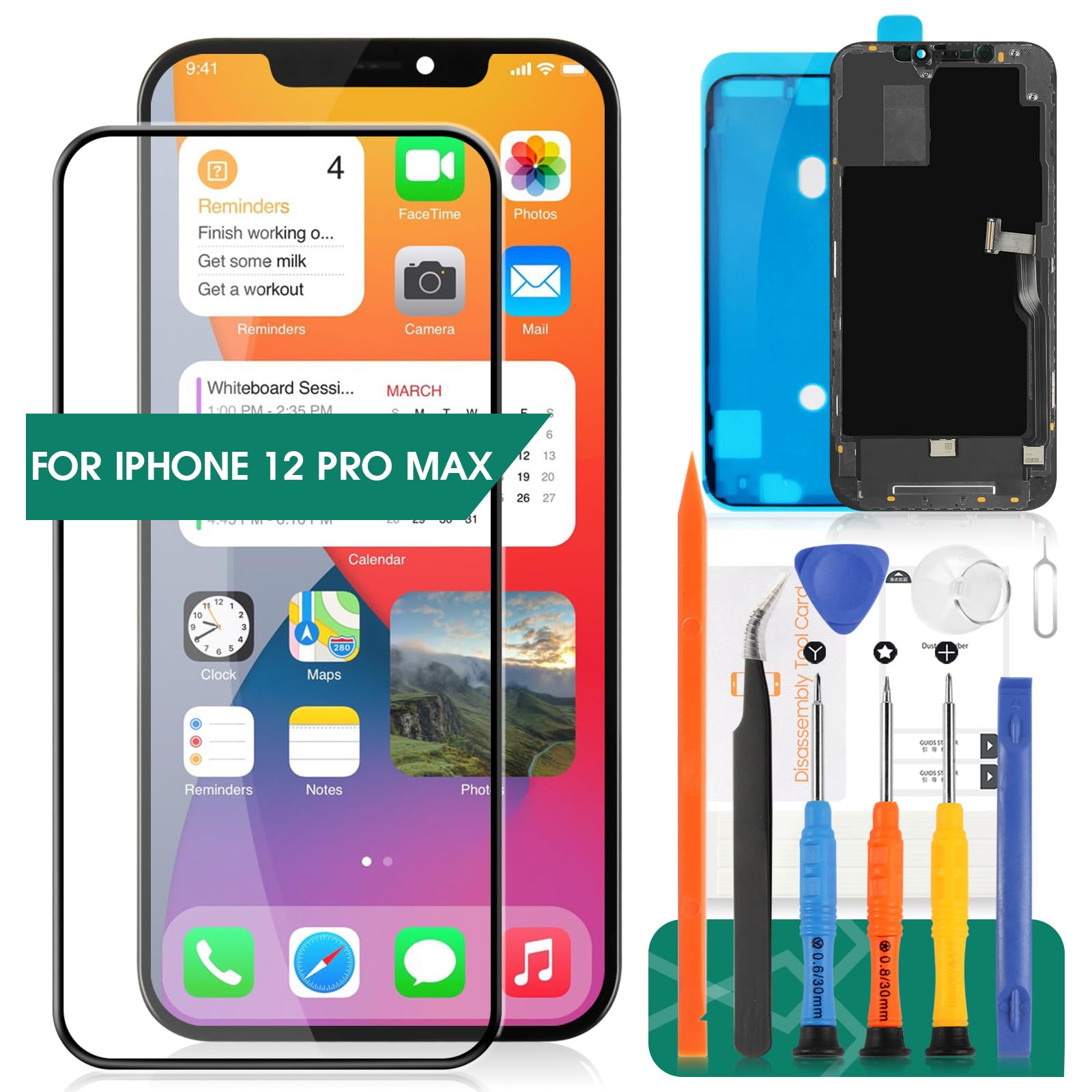 SRJTEK For iPhone 12 Pro max incell 液晶パネル LCD デジタイザ A2411、A2342、A2410、A2412 ディスプレイ タッチ センサー アセンブリ アクセサリーキット