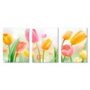 CAMULLE 3パネル アートパネル ウォールアート 黄色とピンクのチューリップ 絵画 インテリア 風景画 ポスター リビングルーム 家の背景 壁飾り