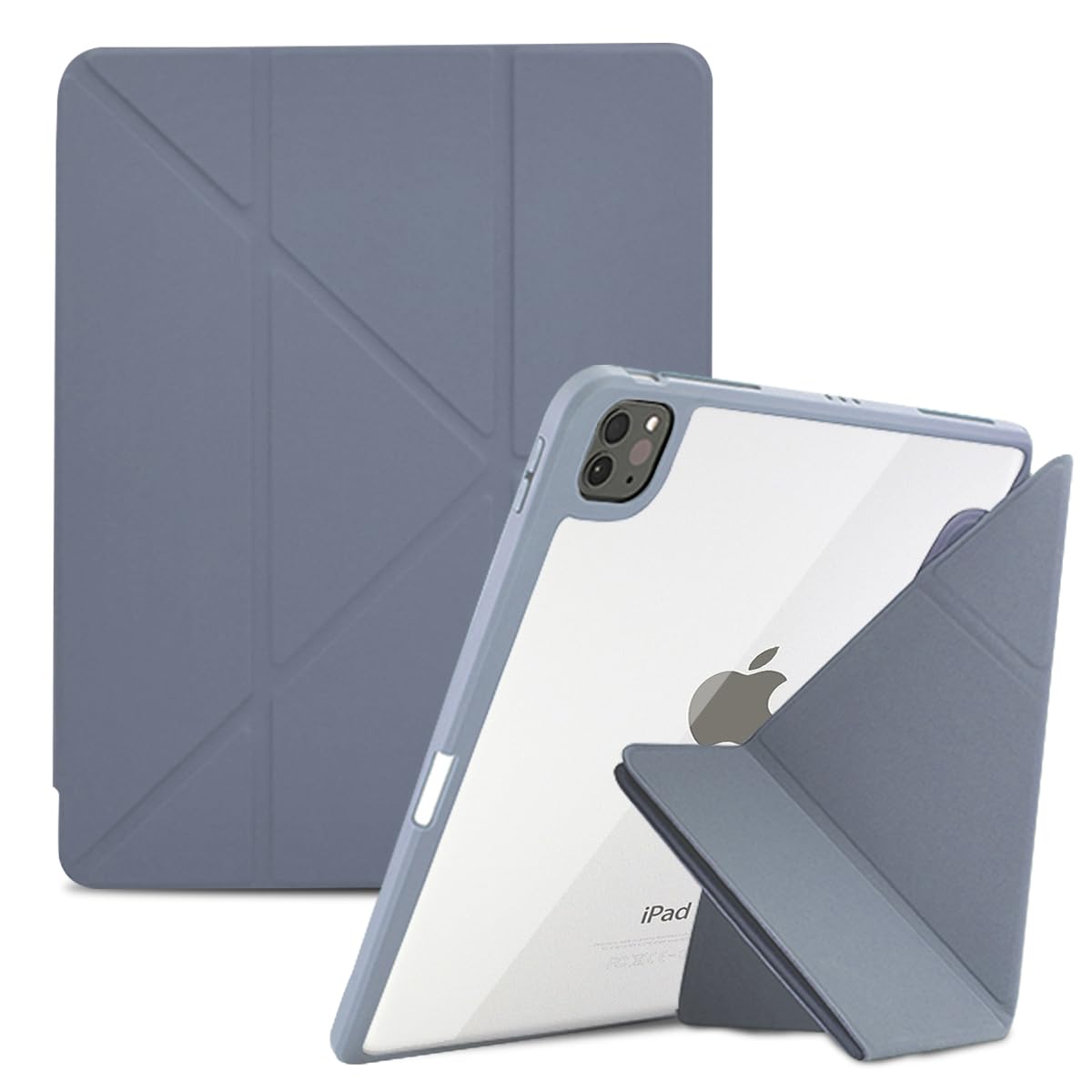 iPad Pro 12.9インチ ケース 第6/5/4/3世代 に適用(2022/2021/2020/2018) 用インチ ケース レザー 背面 カバー 5WAY スタンド 横置＆縦置 マグネット吸着式 付き自動スリープ機能 超スリム 軽量 衝撃保護 折り