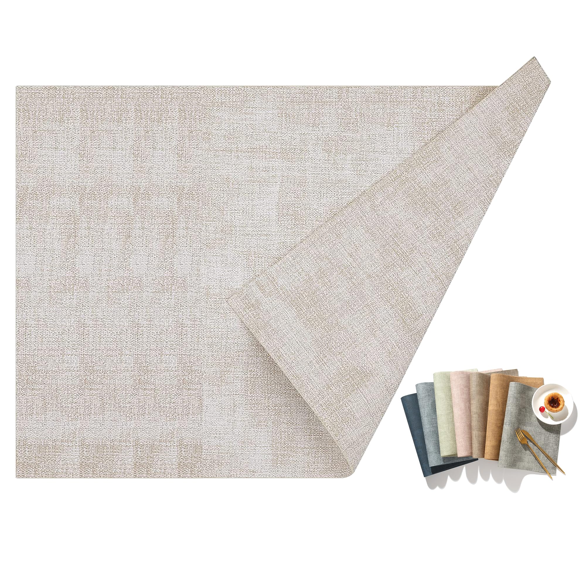 Univo Colors ランチョンマット 高質PUレザー 6枚セット おしゃれ 華やか 飾り 清潔しやすい 家庭用 レストラン用 丸洗いOK 撥水 防汚 断熱 滑り止め （43cm×30cm、6セット、オフホワイト）