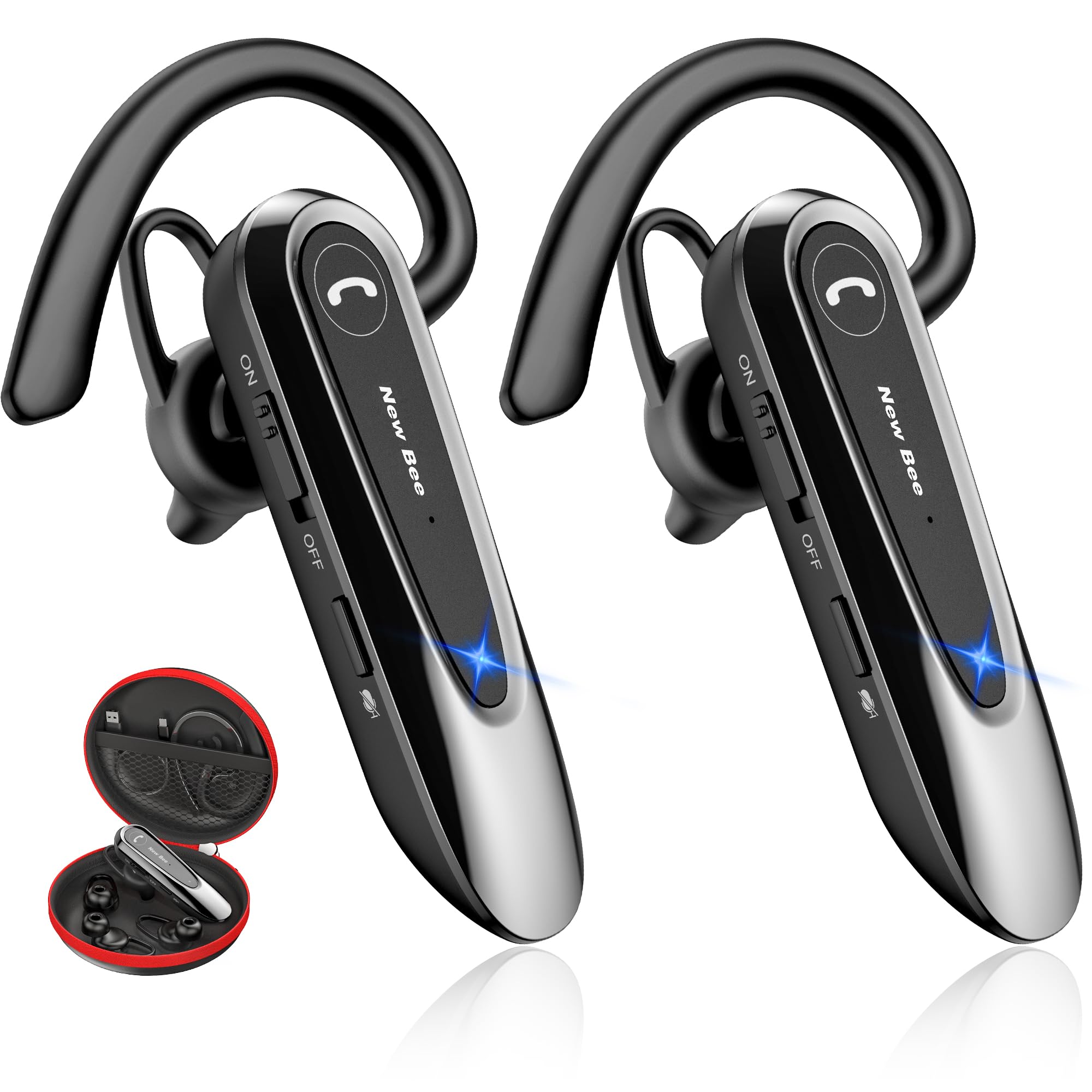 New Bee Bluetoothイヤホン 片耳 ハンズフリー通話 イヤホン ノイズキャンセリング 左右兼用 24時間連続使用 両マイク内蔵 2台同時接続 Bluetoothヘッドセット Bluetooth5.0 CVC8.0 リダイヤル/ミュート/SIR konanonline-10241318 湖南オンライン パッケージ画像