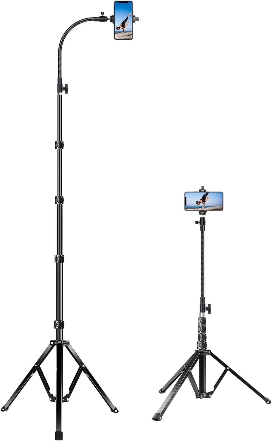 楽天湖南オンラインelitehoodスマホスタンド 三脚 （収納42cm 最大長さ205 cm ） 4段階高さ調整 俯瞰撮影 転倒防止 アルミニウム合金 iphone 三脚 360度回転 グースネック スマホスタンド 三脚 iPhone 15 14 13 / Android