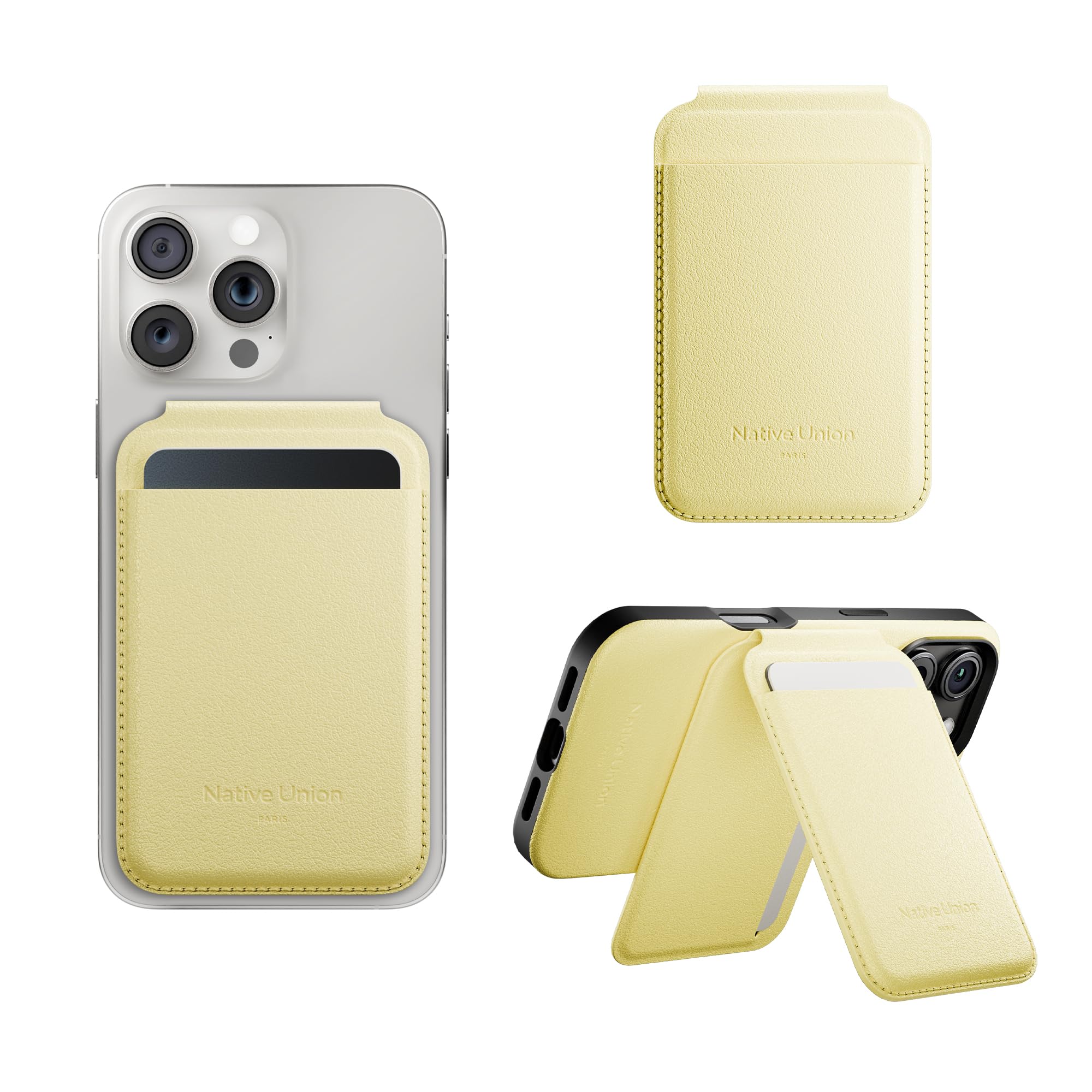 Native Union Active ウォレット スタンド Magnetic MagSafeカードホルダー付きスタンド iPhone 17, 16, 15, 14, 13, 12用 非常に安全で超スリム 4枚のカードを収納 耐久性