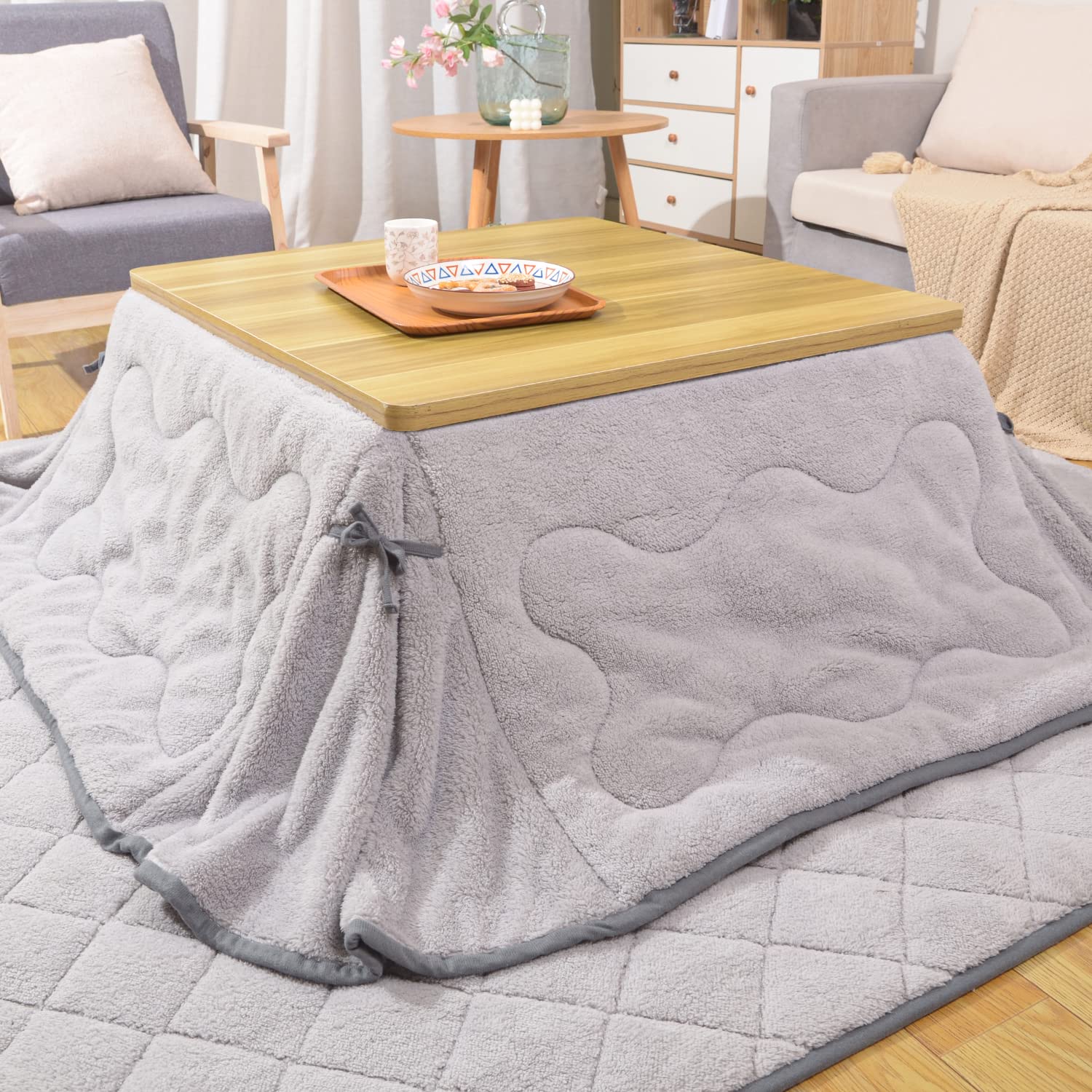 JEMAジェマ 省スペース こたつ布団 こたつ掛け布団 掛け布団単品 薄掛け 長方形 ふわふわ もこもこ ボアフリース素材 約160x190cm （適応台サイズ 55・60×90cm）洗える ピンク