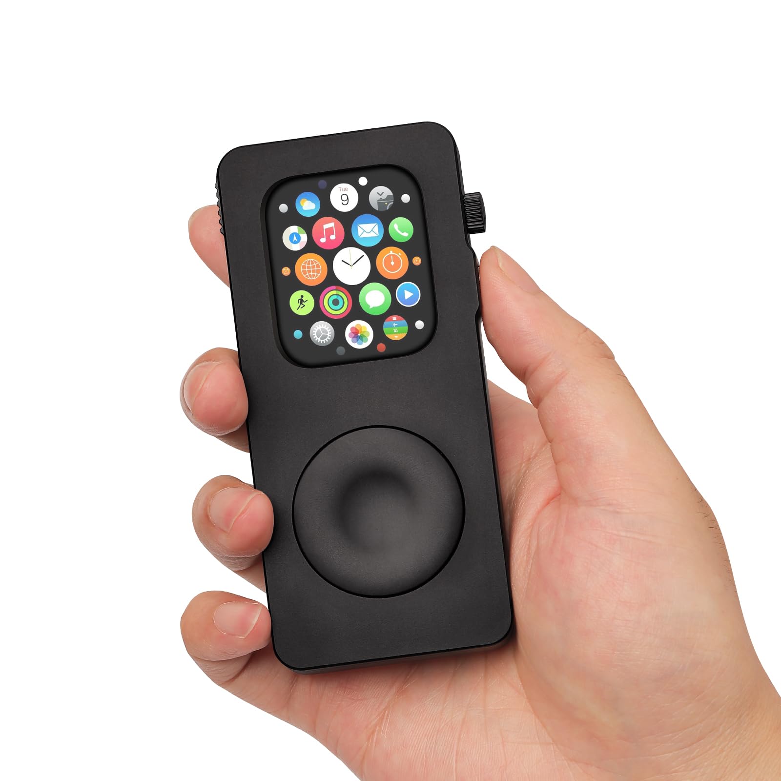 Apple Watch 11/10 46mm 用アルミニウム合金ケース、 レトロiPodスタイルの金属保護カバー - Apple Watchをスマートフォンの代わりに変身させます (黒, 46mm - Series 11/10)