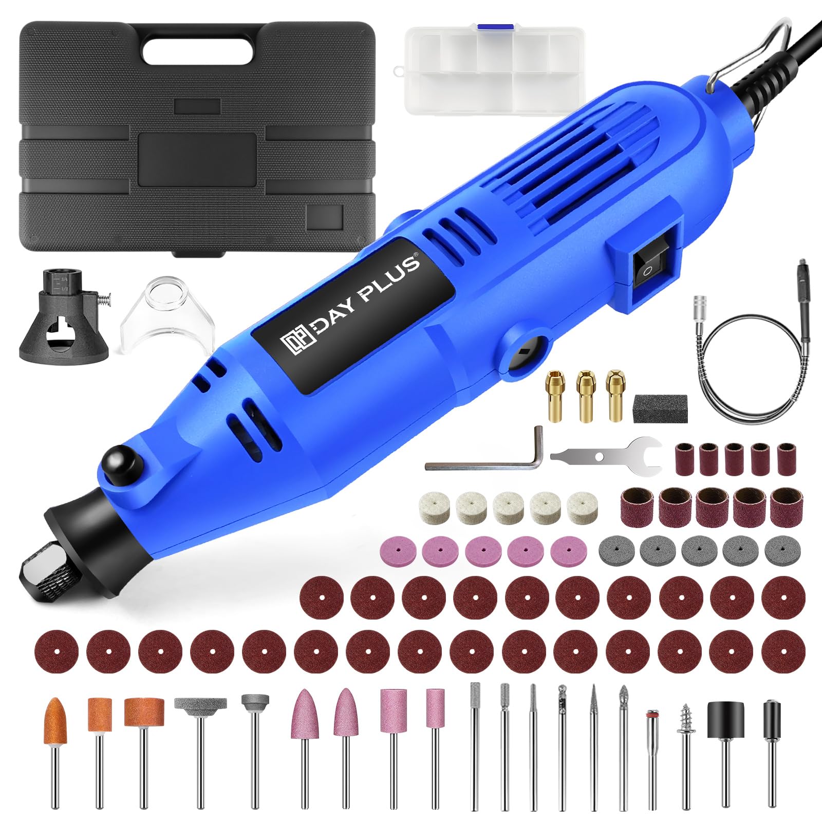 DayPlus ミニルーター リューター 電動 ケース付き 80点アクセサリー 最大32000RPM 6段変速 高速回転 ..