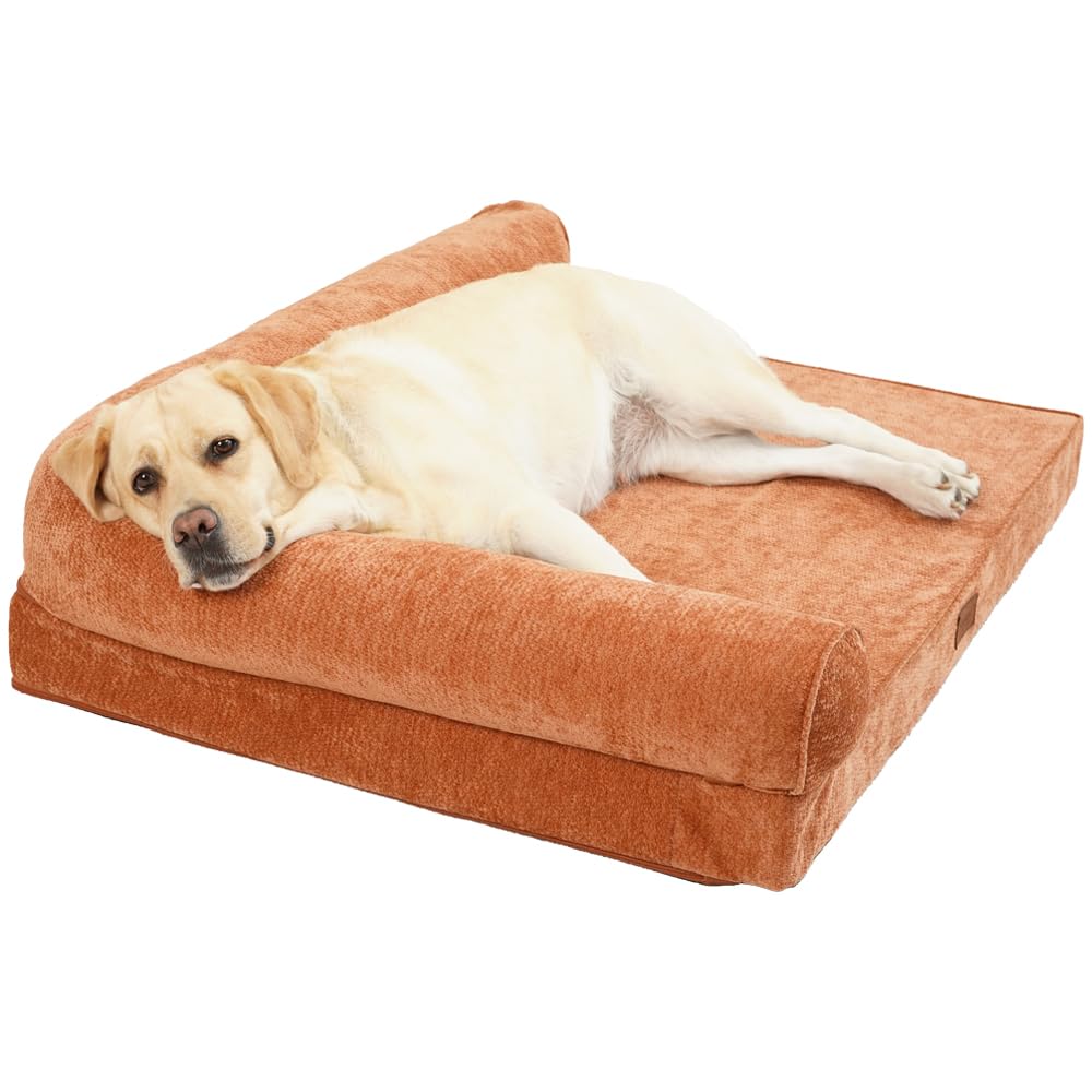 EMME 耐噛みL型犬用ベッド防水防傷ペットベッド 洗える シェニール生地柔らか ペットソファー 中型犬 大型犬対応 犬 ソファーベッド耐久性 高反発 抗菌防臭 ペットクッションあごのせペット用ベッド 猫 犬 室内用 寝床 高齢犬 子犬 介護用 ふわふわ枕