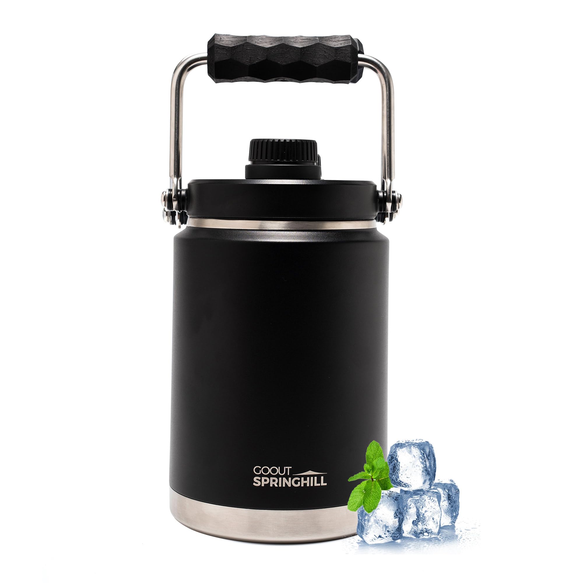楽天湖南オンラインspringhill アイスペール アイスジャグ アイスコンテナ 2L 真空断熱 保冷 保温 ステンレス 保冷専用 軽量 大容量 水筒 氷入れ 広口 キャンプ アウトドア オシャレ（ブラック）