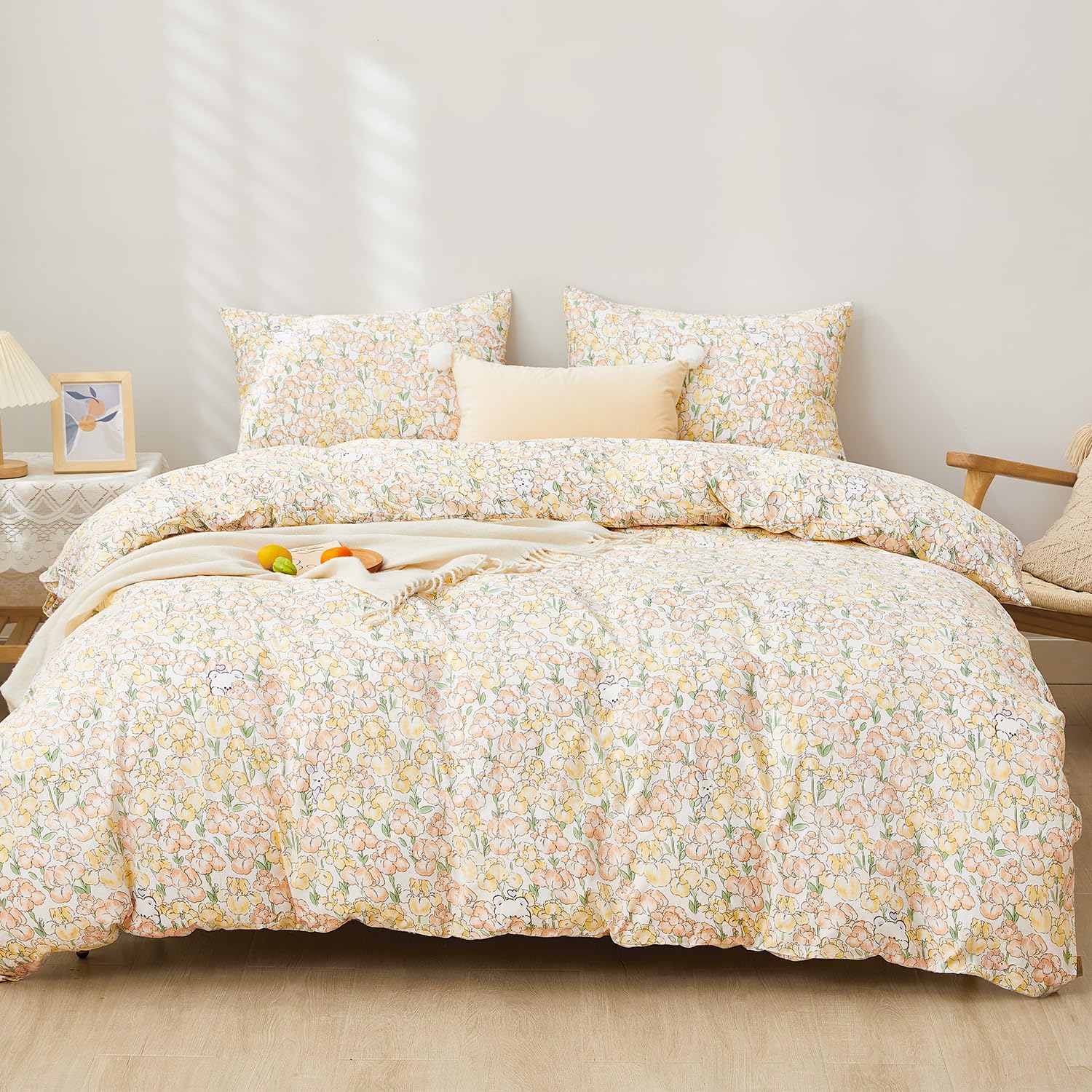 SAPHREAS 寝具カバーセット 布団カバーセット 掛け布団カバー 4点セット洋式ベッド・和式布団兼用 ダブル 洗い替え速乾 ピーチスキン加工 枕カバー 四季通用 ボックスシーツ