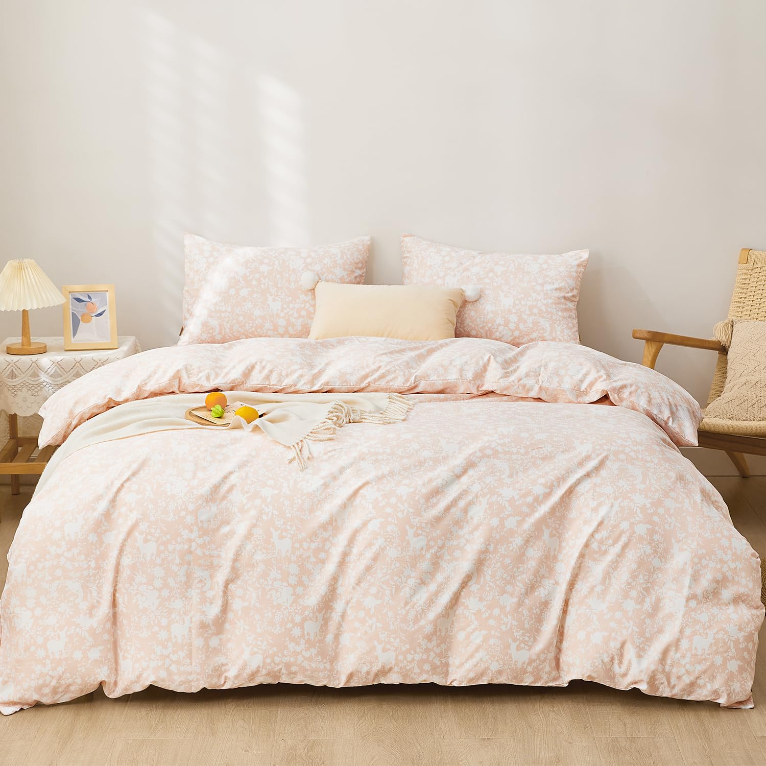 SAPHREAS 寝具カバーセット 布団カバーセット 掛け布団カバー 4点セット洋式ベッド・和式布団兼用 ダブル 洗い替え速乾 ボックスシーツ 枕カバー 四季通用 ピーチスキン加工