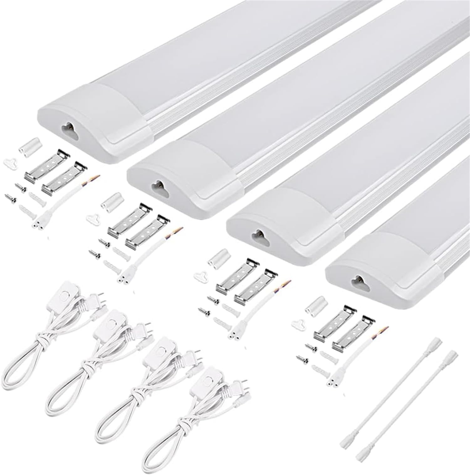 MAGOKORO 4本 led蛍光灯 20w形 直管 利便性プラグインアップ LEDベースライト 器具一体型 昼白色5000K ..