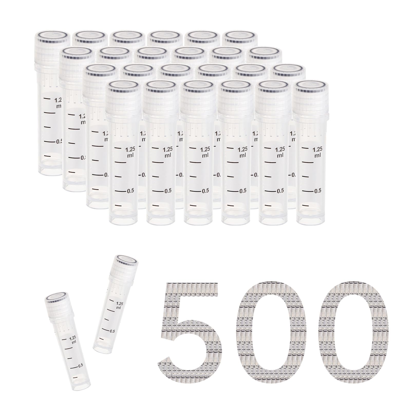 CryoKING 2ml滅菌試験管 500個入凍結試験管 透明な凍結試験管 プラスチック製 低温保存用 目盛り付き試..