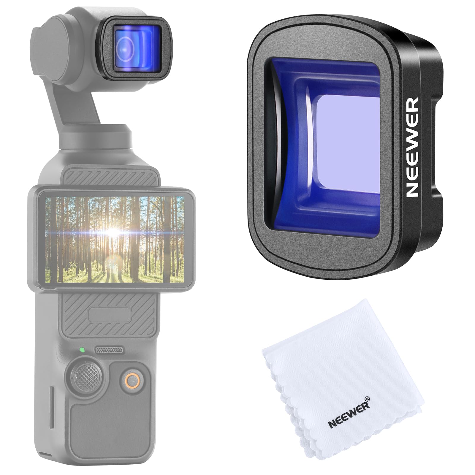 NEEWER 1.2X ブルーアナモルフィックレンズ マグネット式 コンパチブル DJI Osmo Pocket 3&Creator Comboアクセサリ シネマ効果 ブルーストリークワイドスクリーン効果 HD光学ガラス 写真/ビデオ用 LS-44 Pro