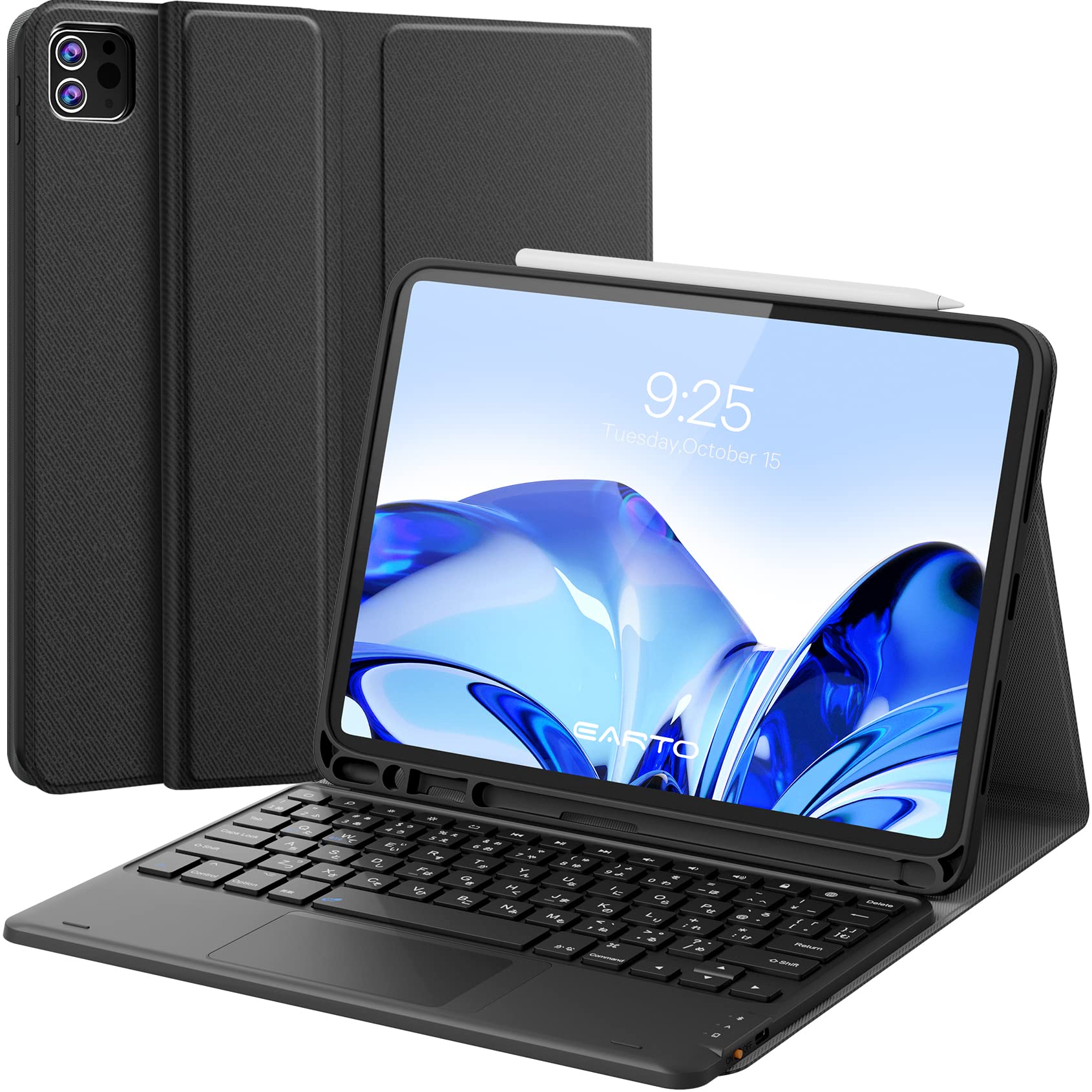 Earto iPad Air 11（M2/M3）インチ キーボード JIS基準日本語配列 超高精度トラックパッド付き iPad Air 5/4世代 ケース キーパッド iPad Pro 第4/3/2/1世代（2022/2021/2020/2018モデル）