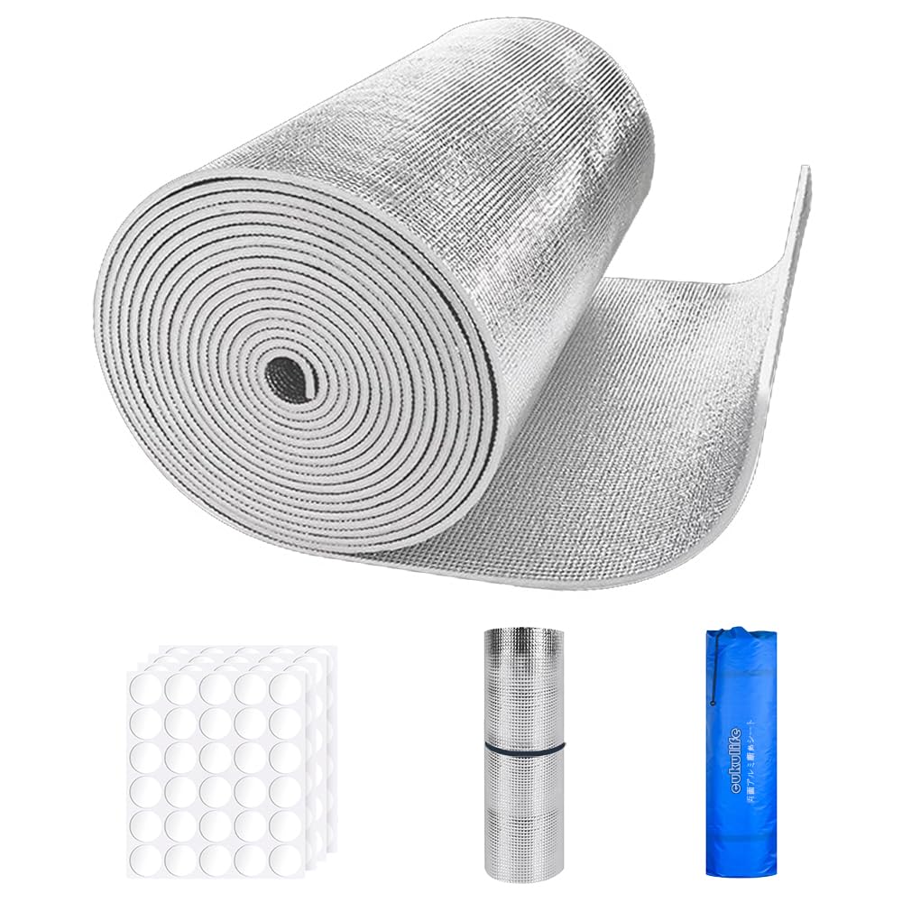 両面アルミ断熱シート 8mm極厚 50cmx500cm/90cmx500cm/100cmx500cm/90cmx1000cm/100cmx1000cm 大判 5m ..