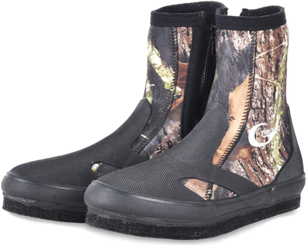 MORGEN SKY ウェーディングシューズ フエルト底 フィッシングブーツ 穴抜き/スパイク 渓流釣り 3mm保温防寒 YZ003 (水抜き穴(1), 6(足長25cm))