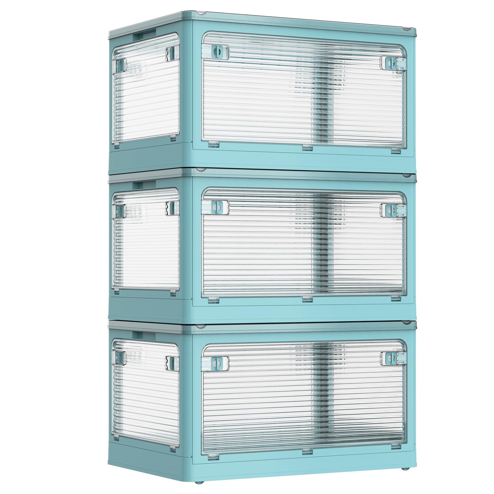 AZMKOO 収納ボックス 折り畳み 蓋付き 全方向から取り出せる キャスター付き 折り畳み コンテナ ボックス 衣装ケース 押し入れ 収納ケース おもちゃ 小物 洋服 布団 本 漫画 収納箱 収納用品 家庭用 オフィス用 車用 おしゃれ 組立簡単 大容量