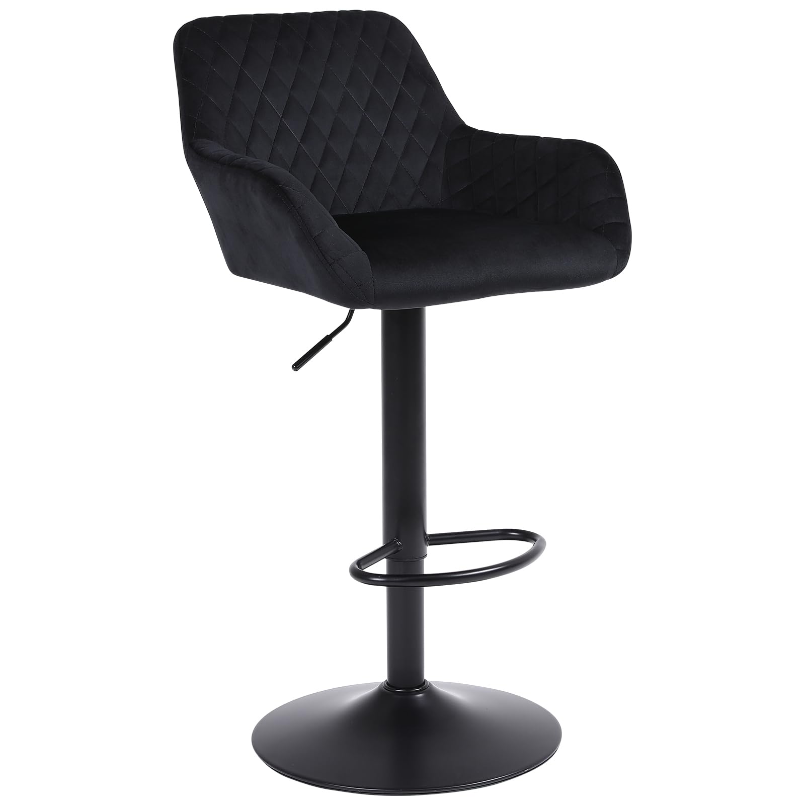 Youhauchair カウンターチェア ベルベット生地 高さ調節可能 回転式バーチェア 背もたれ 肘掛け付き 足置き バースツール バー、カウンター、キッチン...