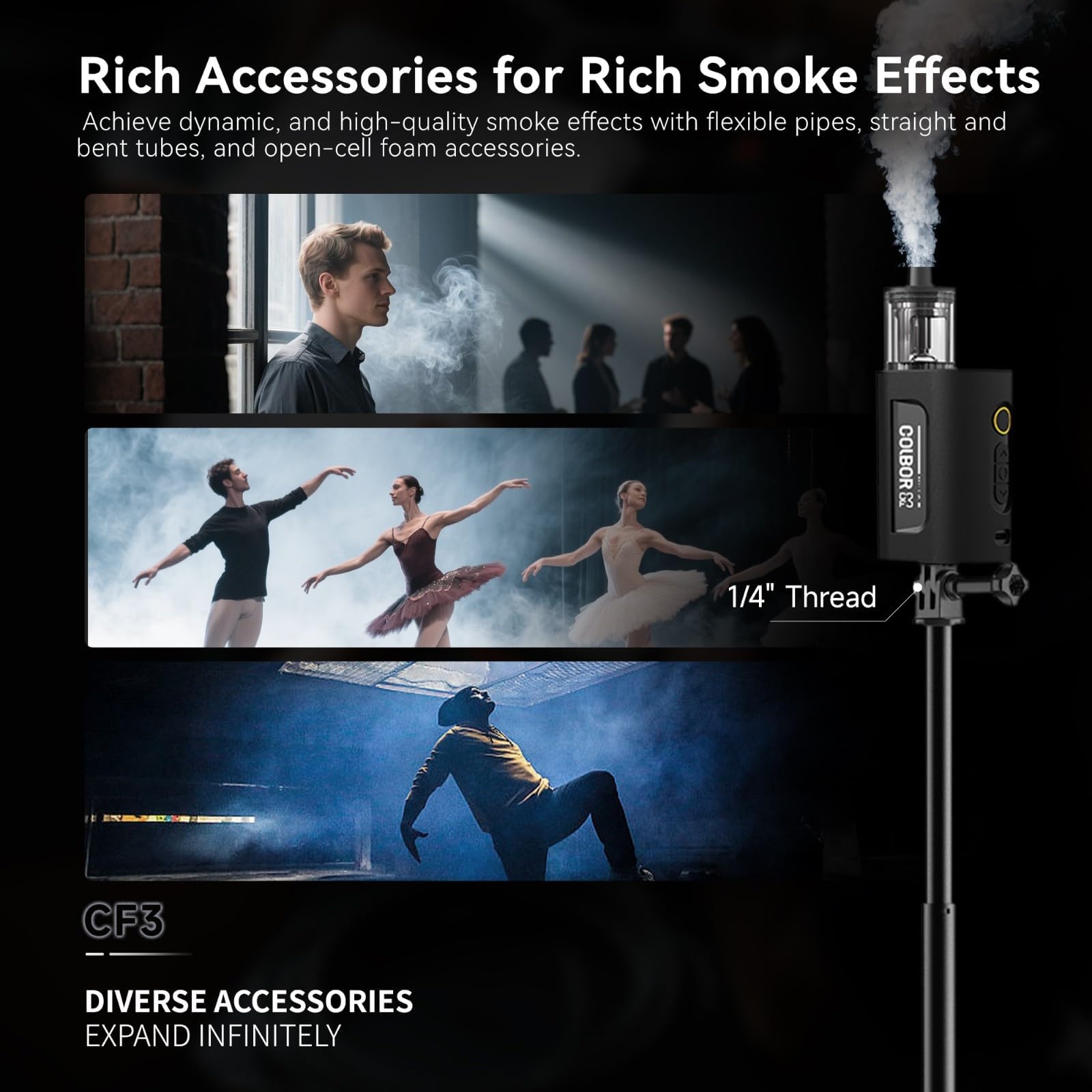 COLBOR CF3 フォグマシン 30W ポータブルフォグマシン ミニスモークマシン 写真撮影用 60°傾斜保護付き 屋外パーティー コスプレ ハロウィン スモークマシン フォグ konanonline-10404922 湖南オンライン サンプル画像2