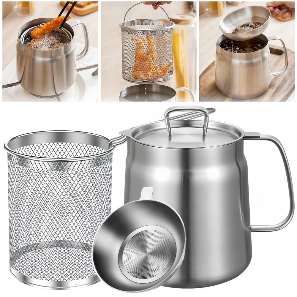 Korekaou オイルポット 大容量 304ステンレス 油ポット 揚げ鍋兼用 油こし器 油入れ 天ぷら油 残留物を..