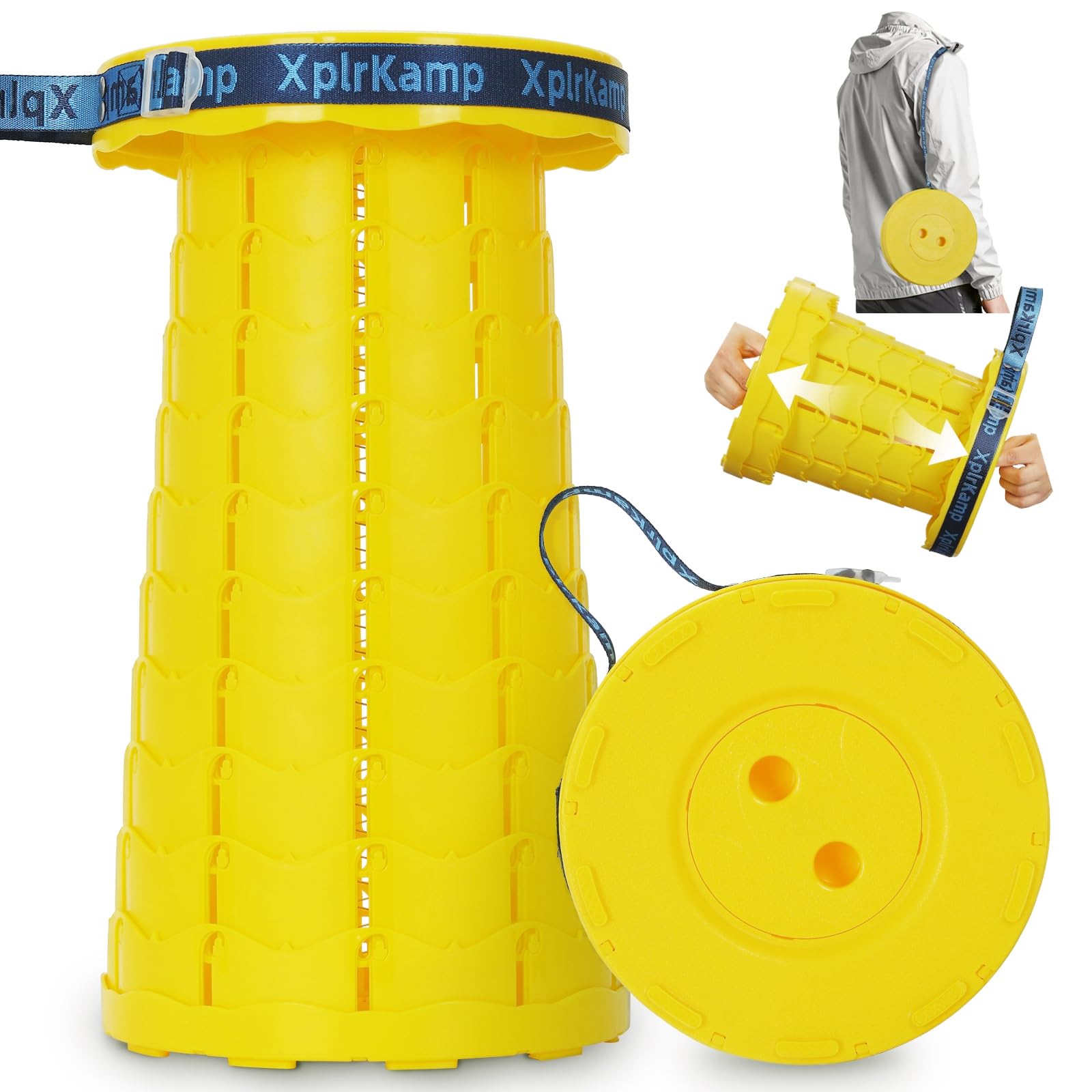 XplrKamp 折りたたみ椅子 伸縮式 超軽量900g 耐荷重180kg コンパクト 日本語マニュアル付き 持ち運び アウトドアチェア 防水 1秒開閉可能 10段階調整 ショルダーストラップ付き キャンプ／万博／釣り／夏祭り／花火大会／スポーツ観戦／バー