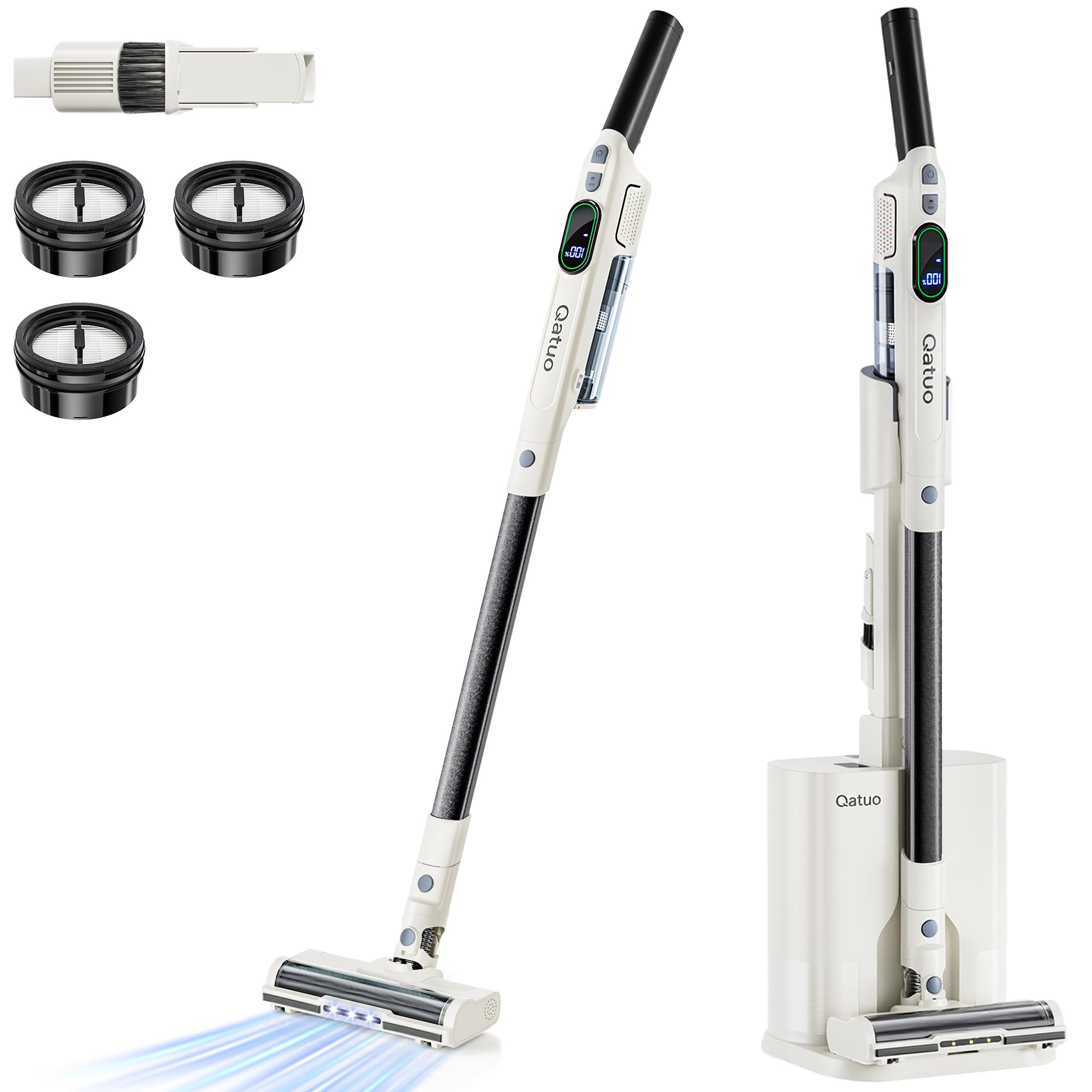 掃除機 コードレス 55000Pa 【2025新登場！自動ゴミ収集・置くだけ充電・スタンド 3in1ドック付き】 Qa..